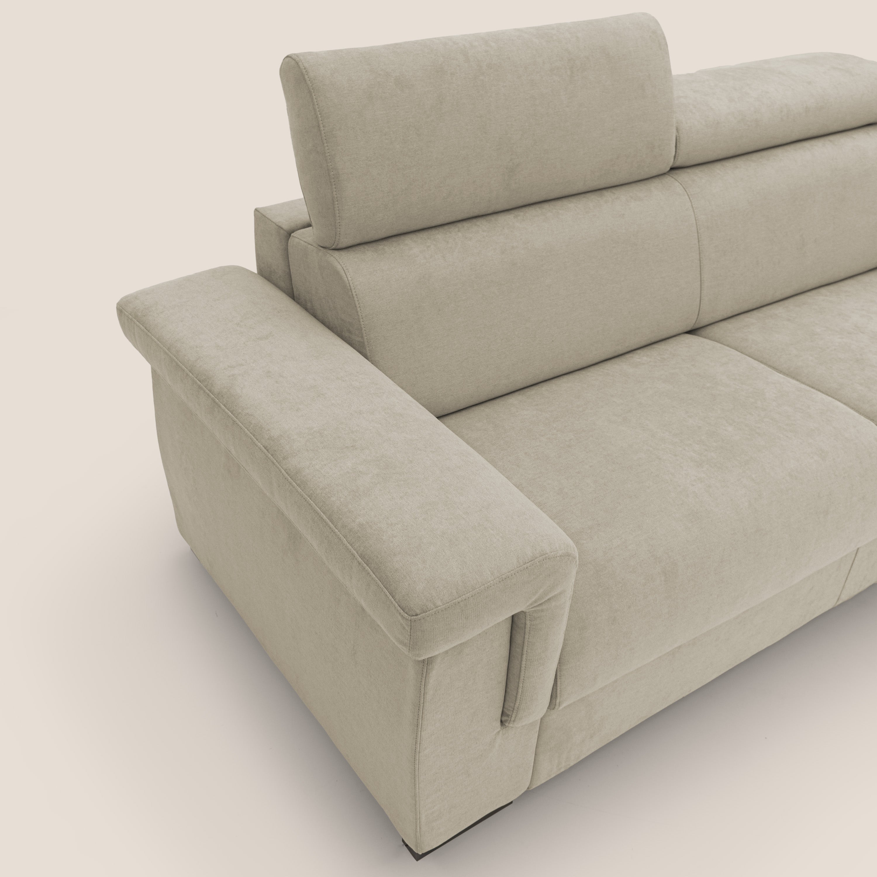 Bjorn divano letto sfoderabile con materasso H18 cm e poggiatesta reclinabili in tessuto impermeabile T02 panna - divani.store