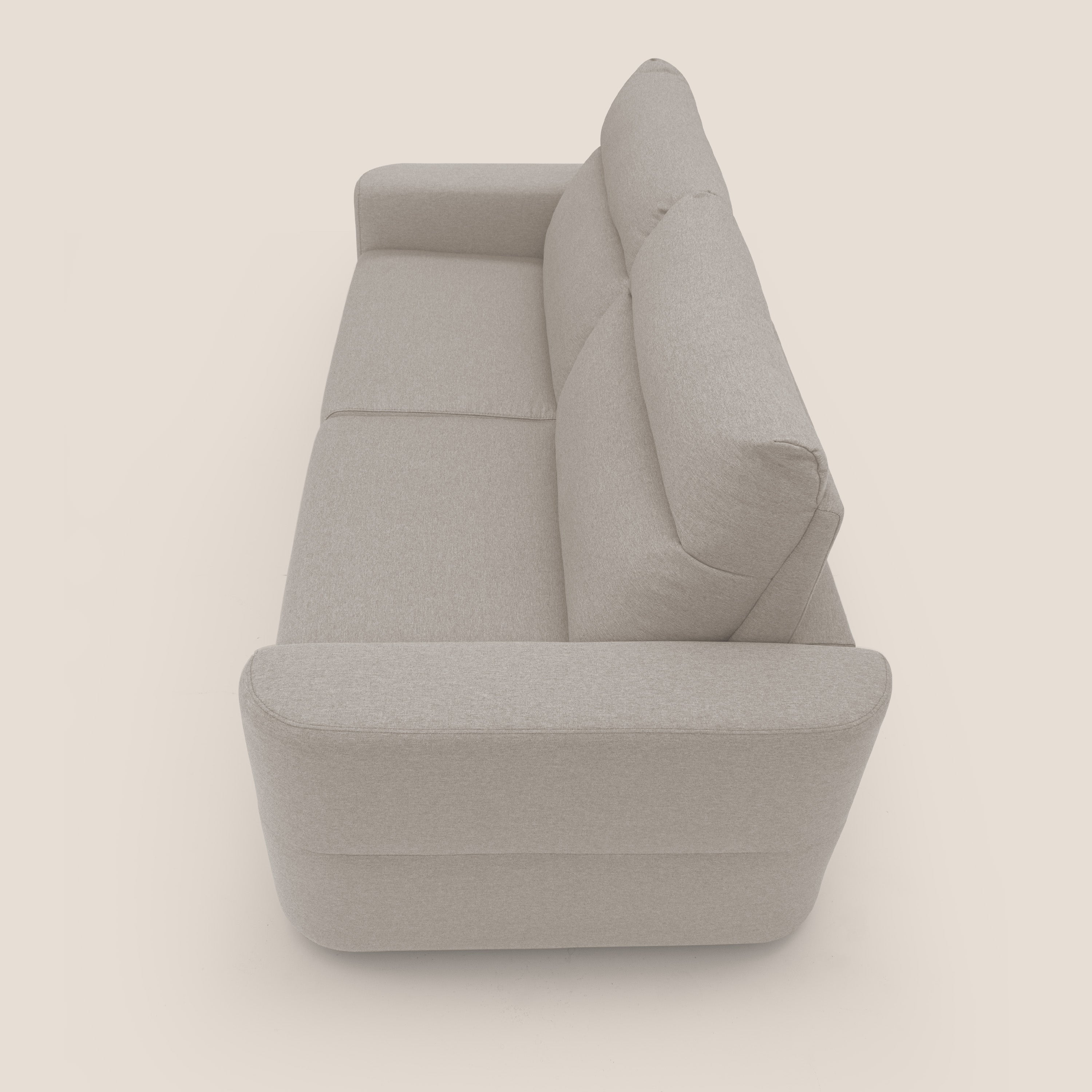 Cupido Divano letto materasso H18 cm e schienale alto in tessuto impermeabile simil cotone T13 panna - divani.store