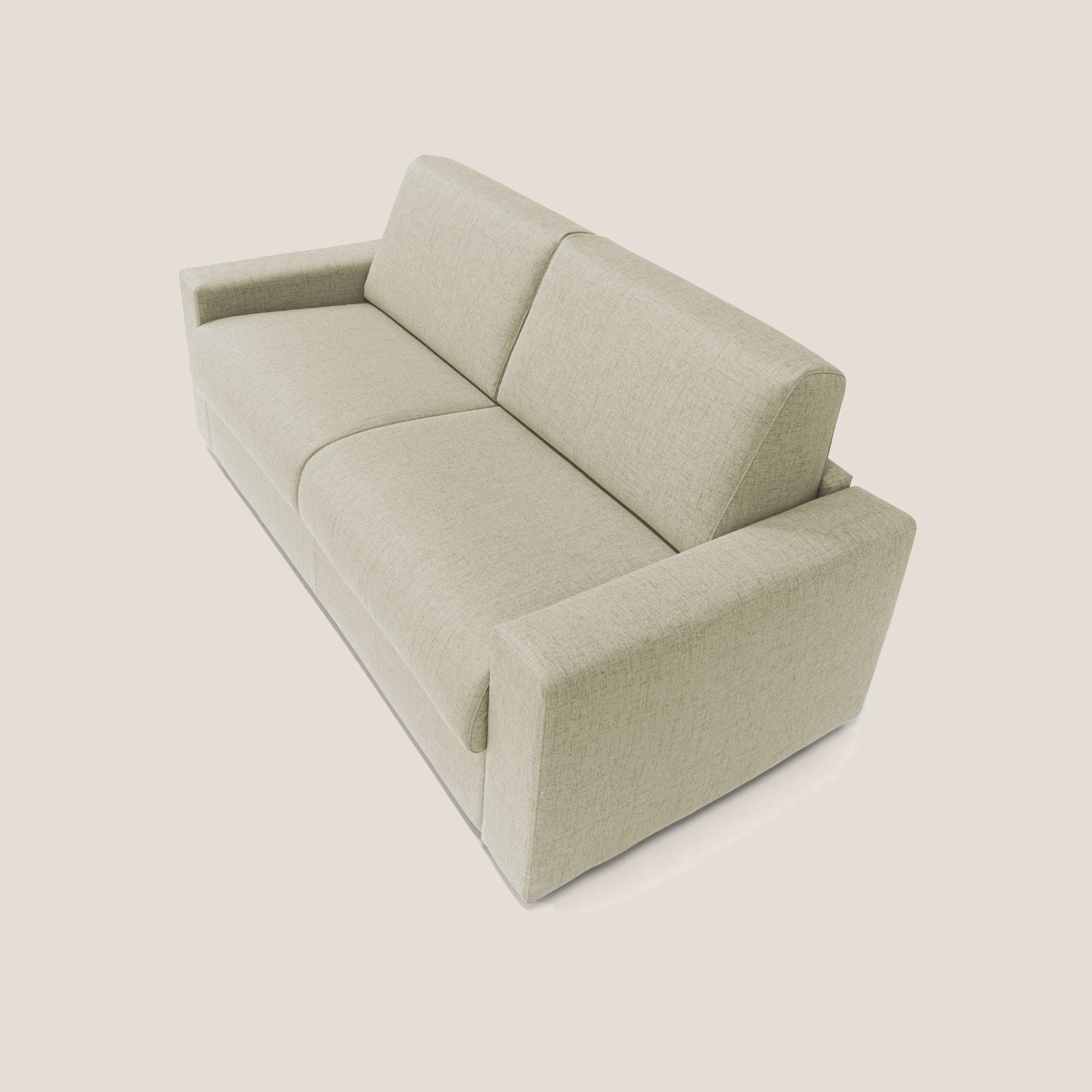 Nixon Divano letto matrimoniale con materasso 20 cm in tessuto impermeabile T03 beige - divani.store