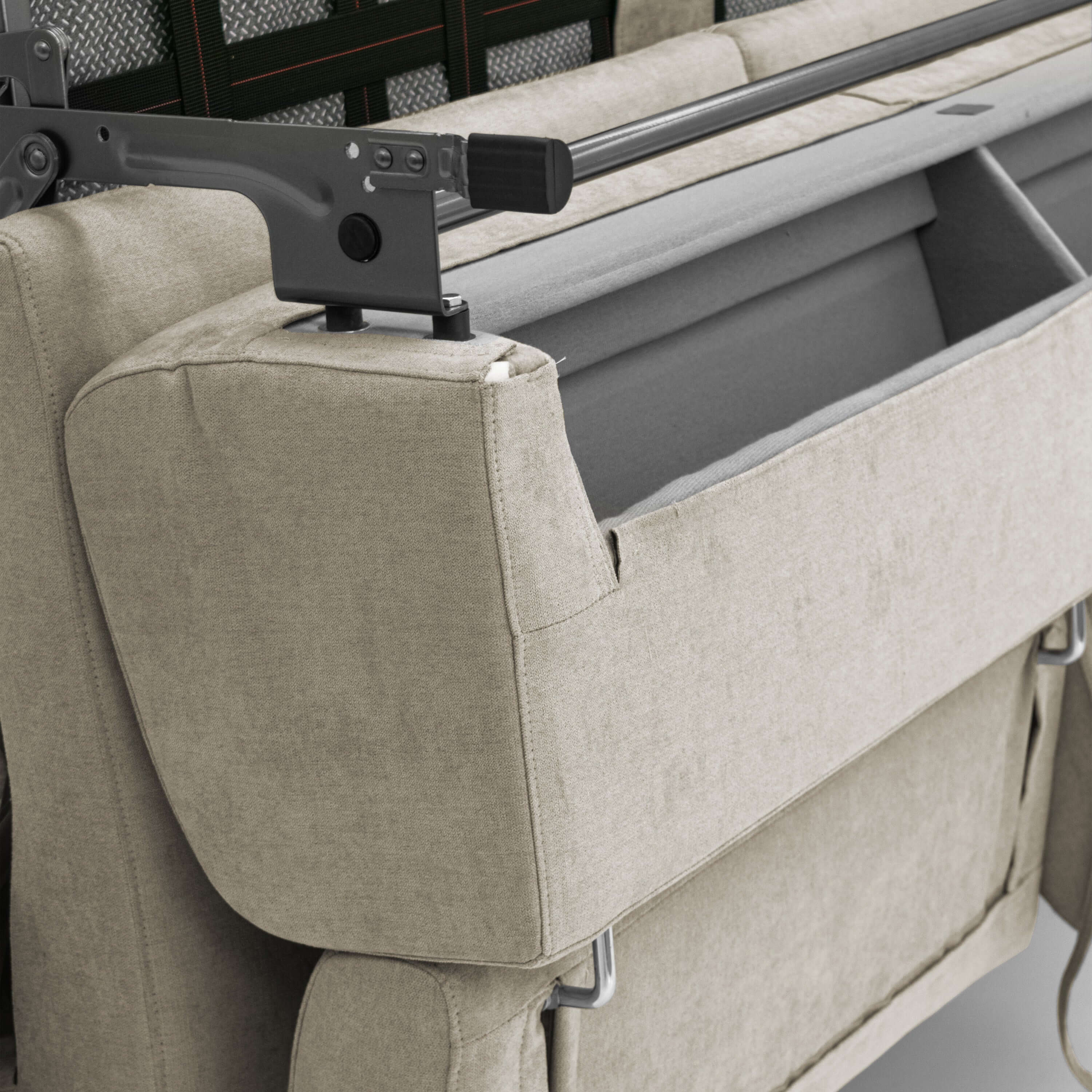 Bjorn divano letto sfoderabile con materasso H18 cm e poggiatesta reclinabili in tessuto impermeabile T02 panna - divani.store