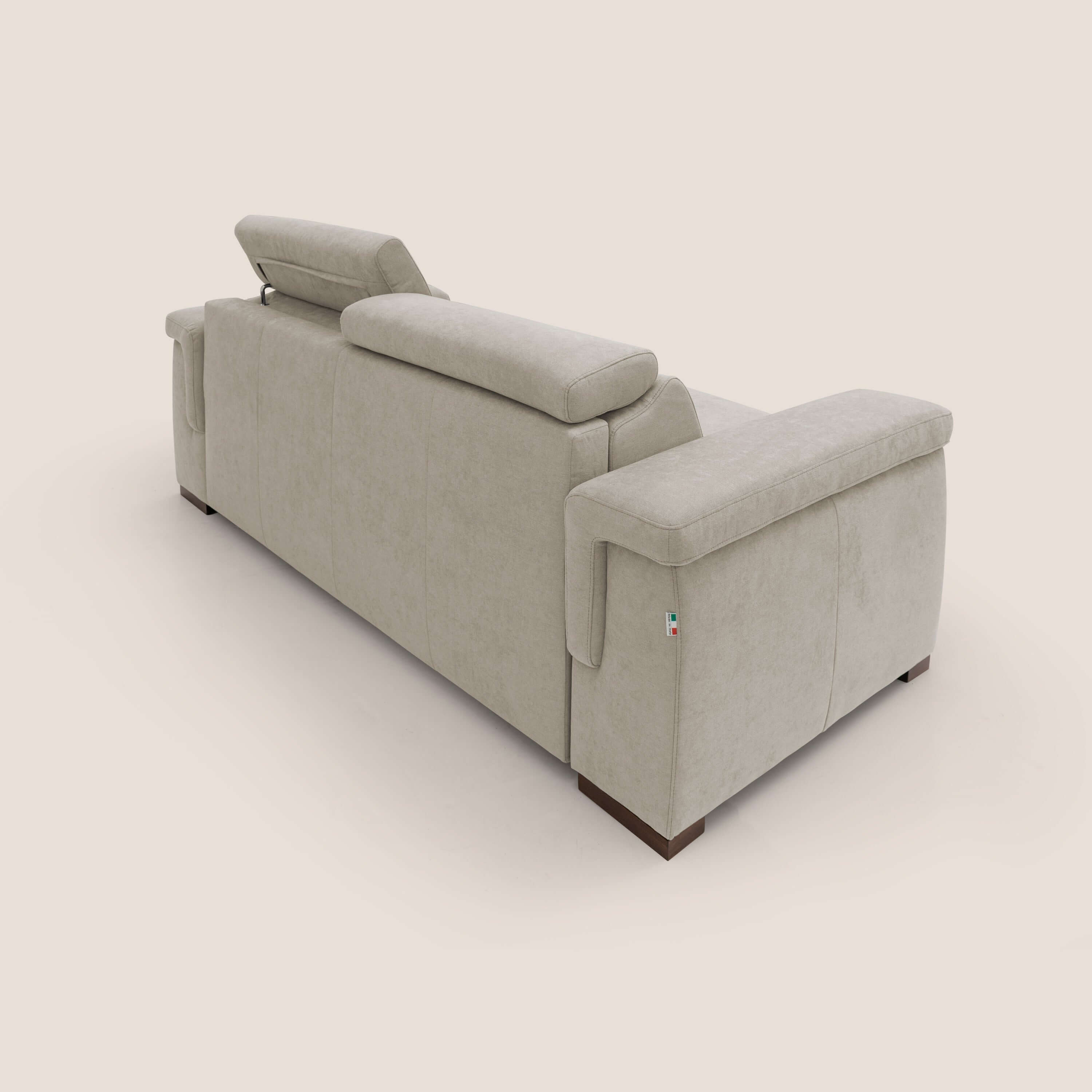 Giunone divano letto con materasso alto 18 cm e poggiatesta reclinabili in tessuto impermeabile T02 panna - divani.store