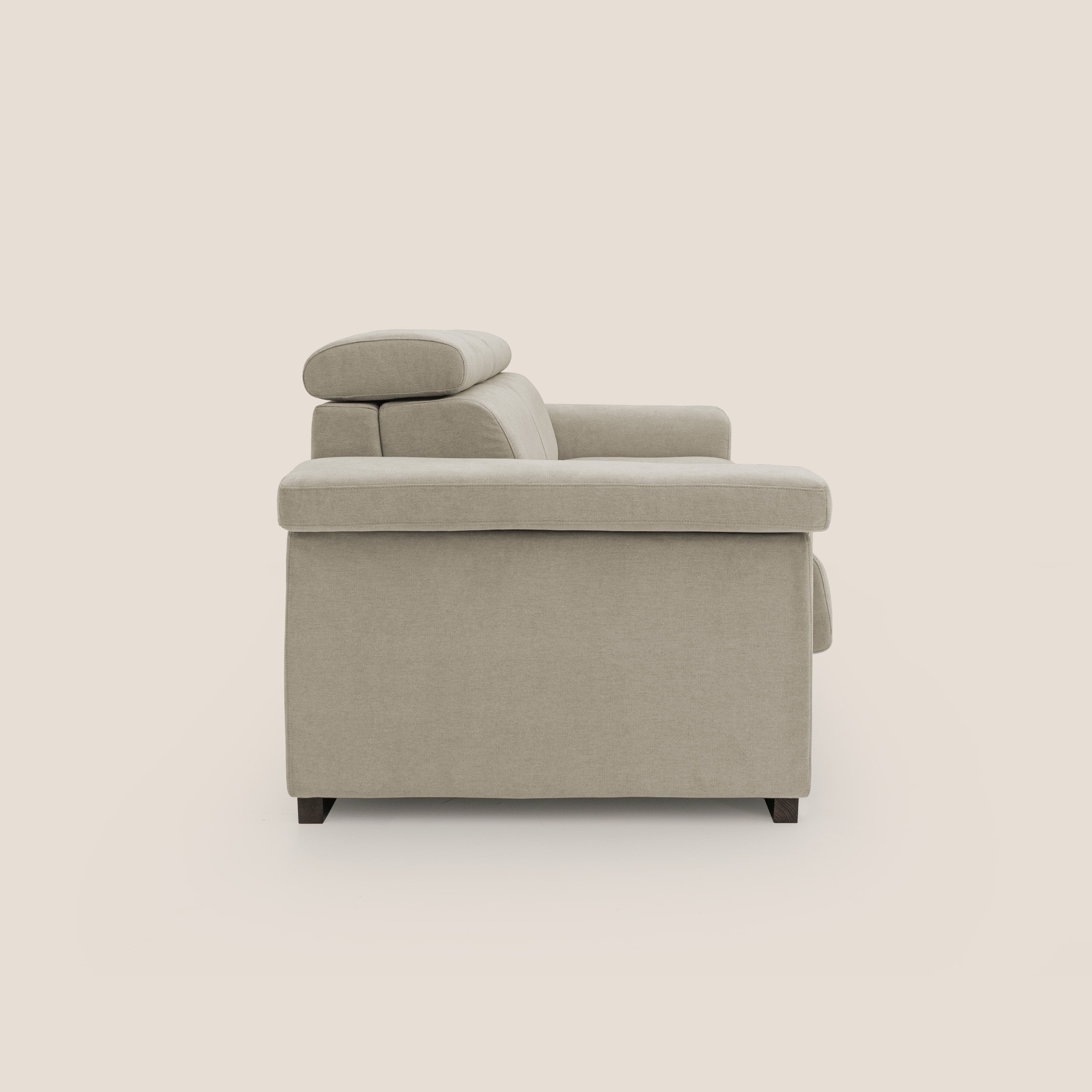 Bjorn divano letto sfoderabile con materasso H18 cm e poggiatesta reclinabili in tessuto impermeabile T02 panna - divani.store
