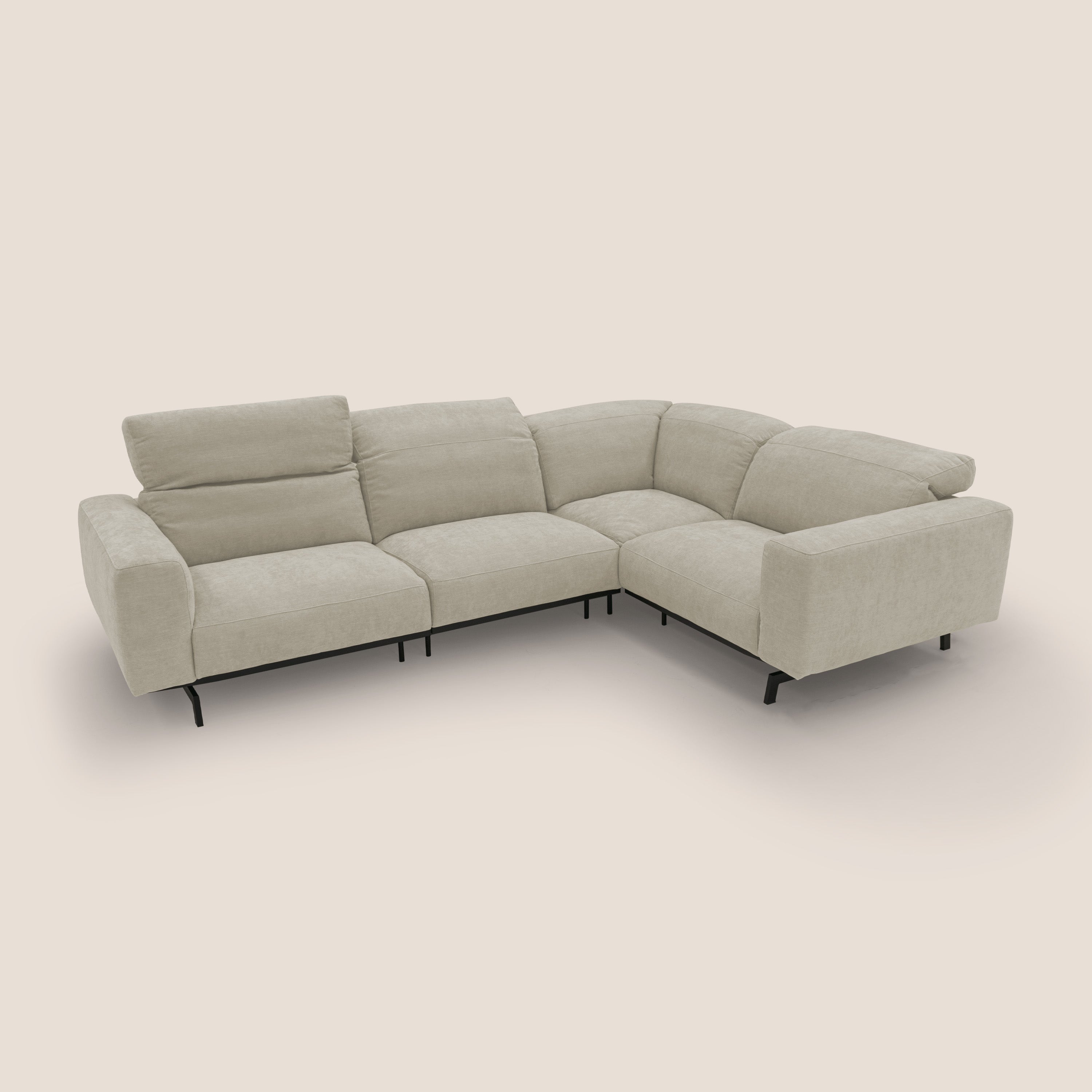 Sakura wendbares, modulares Ecksofa aus weichem, wasserfestem geflammtem Stoff T14 sahne