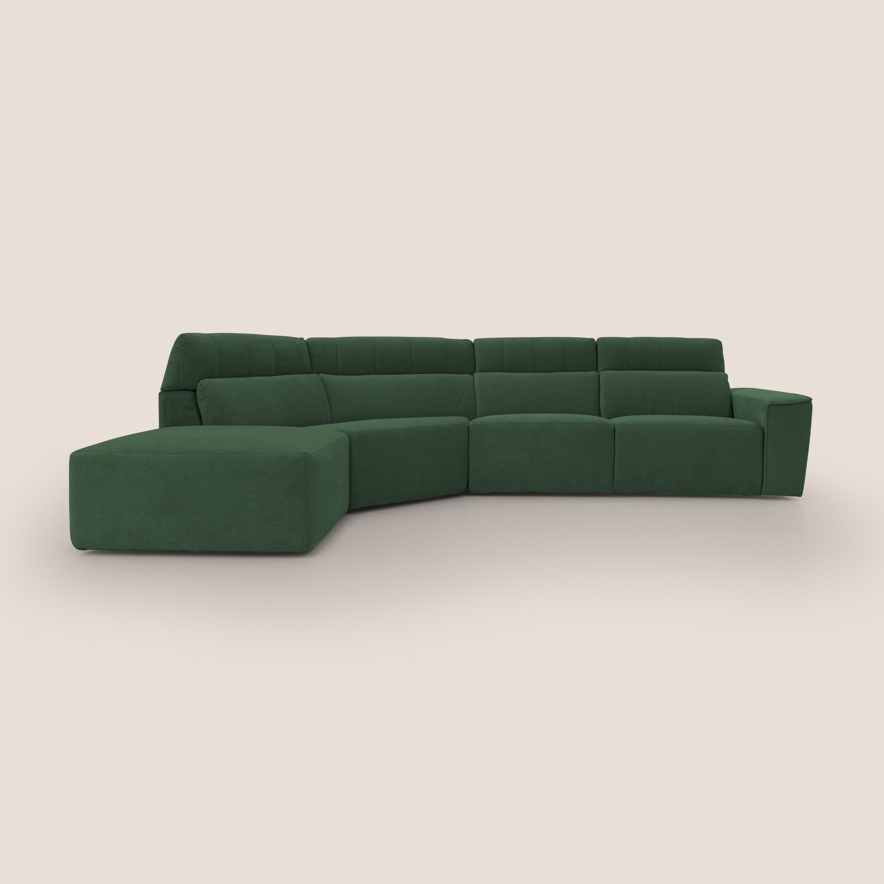 Clark Divano angolare con opzione relax elettrico in tessuto smacchiabile impermeabile T17 verde - divani.store
