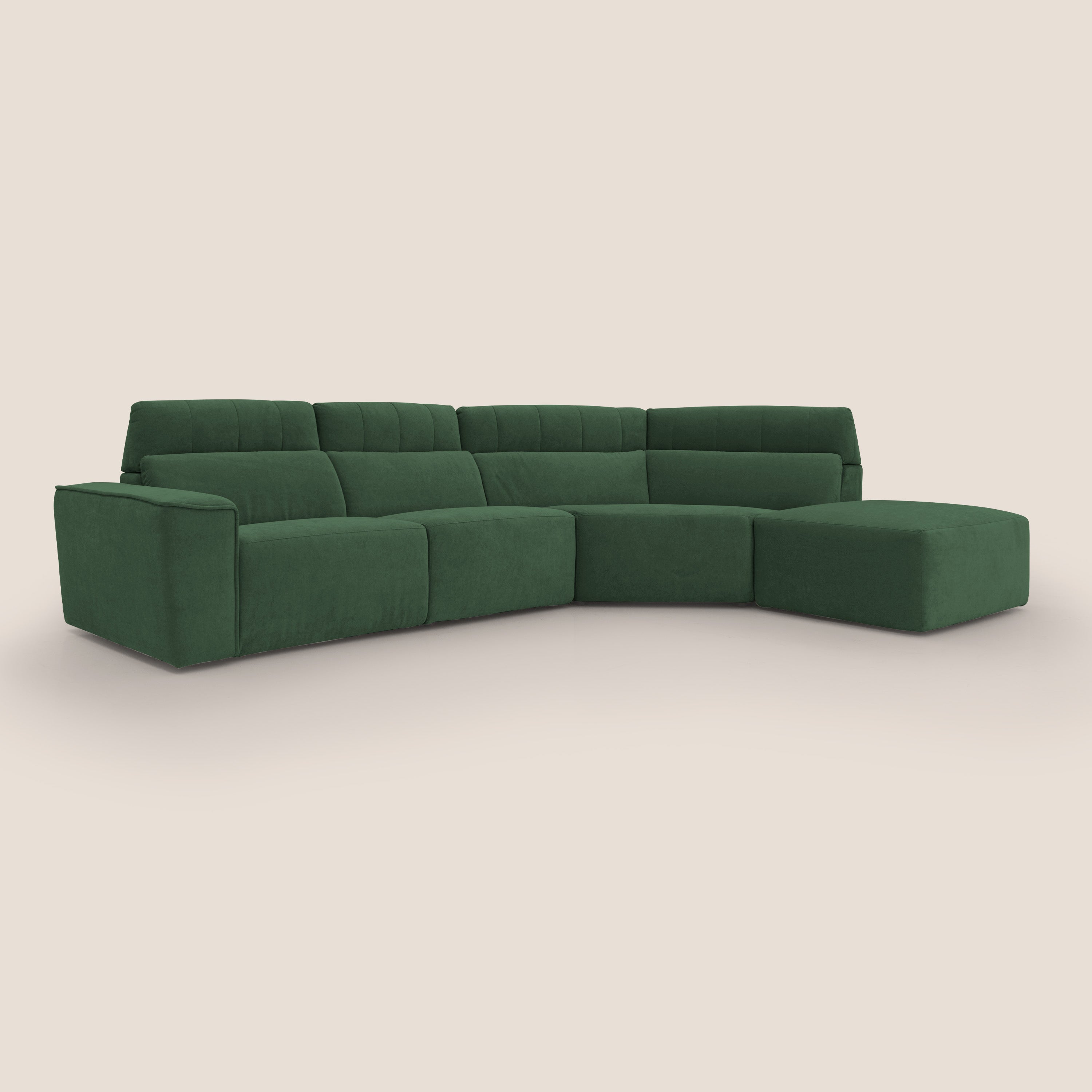 Clark Divano angolare con opzione relax elettrico in tessuto smacchiabile impermeabile T17 verde - divani.store