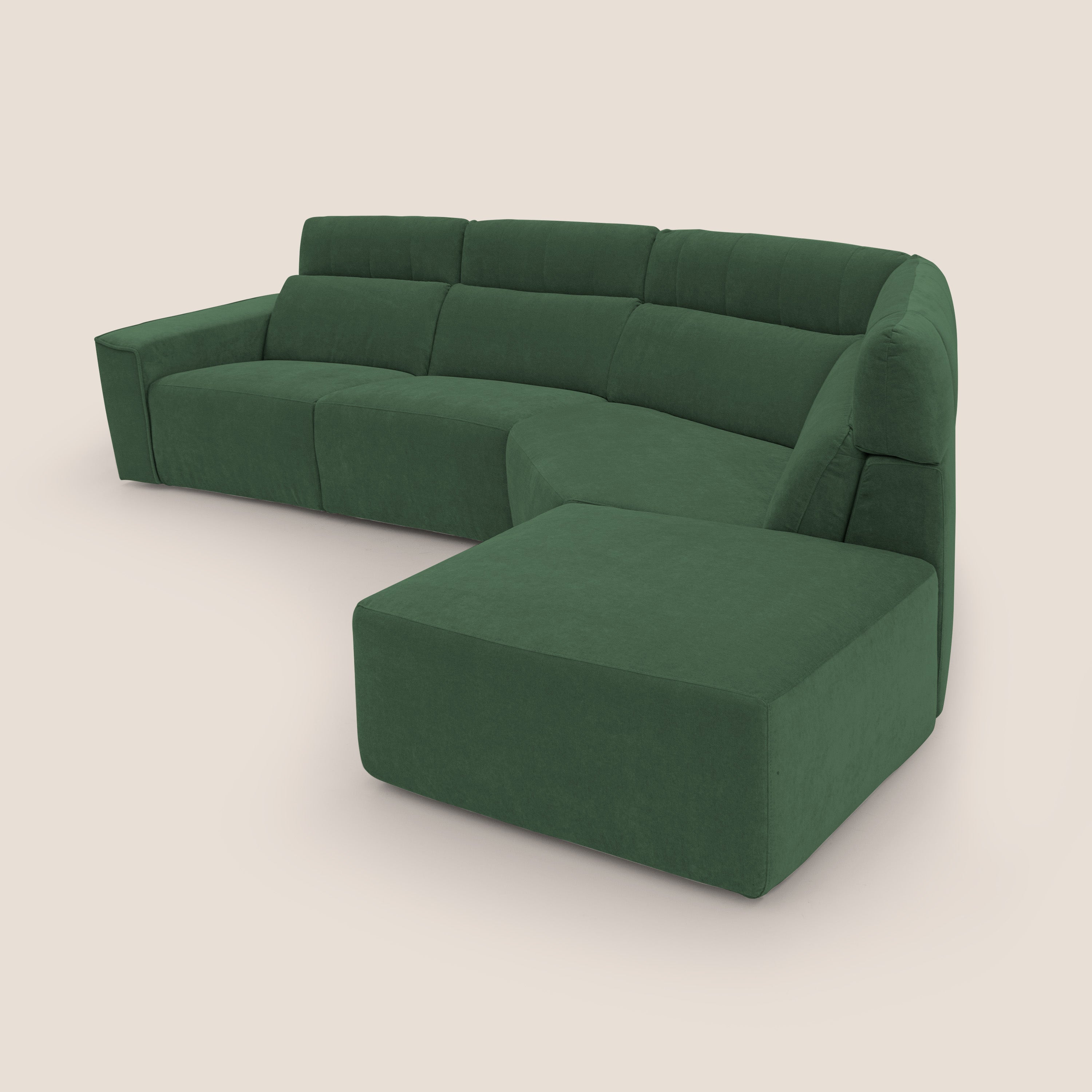 Clark Divano angolare con opzione relax elettrico in tessuto smacchiabile impermeabile T17 verde - divani.store