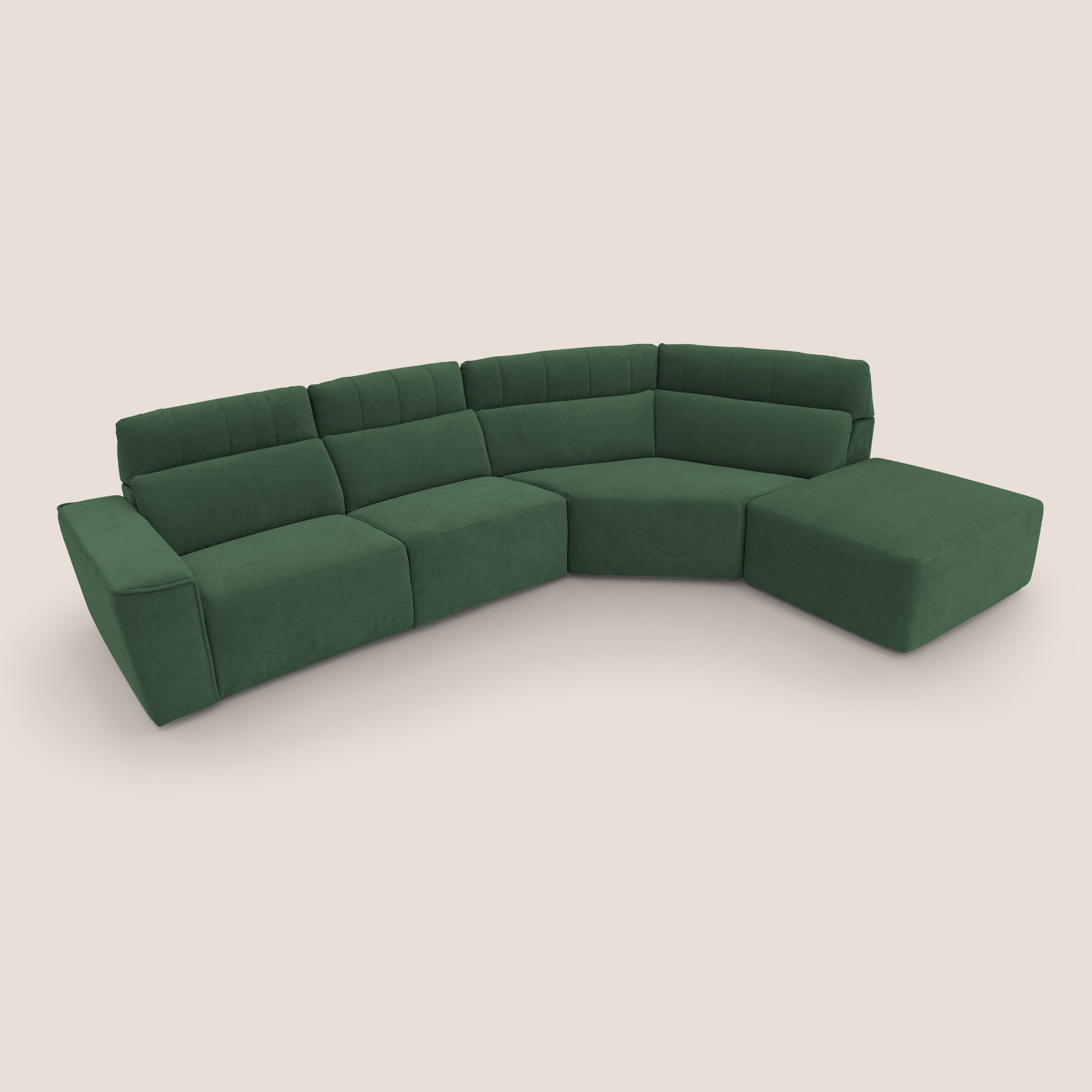 Clark Divano angolare con opzione relax elettrico in tessuto smacchiabile impermeabile T17 verde - divani.store