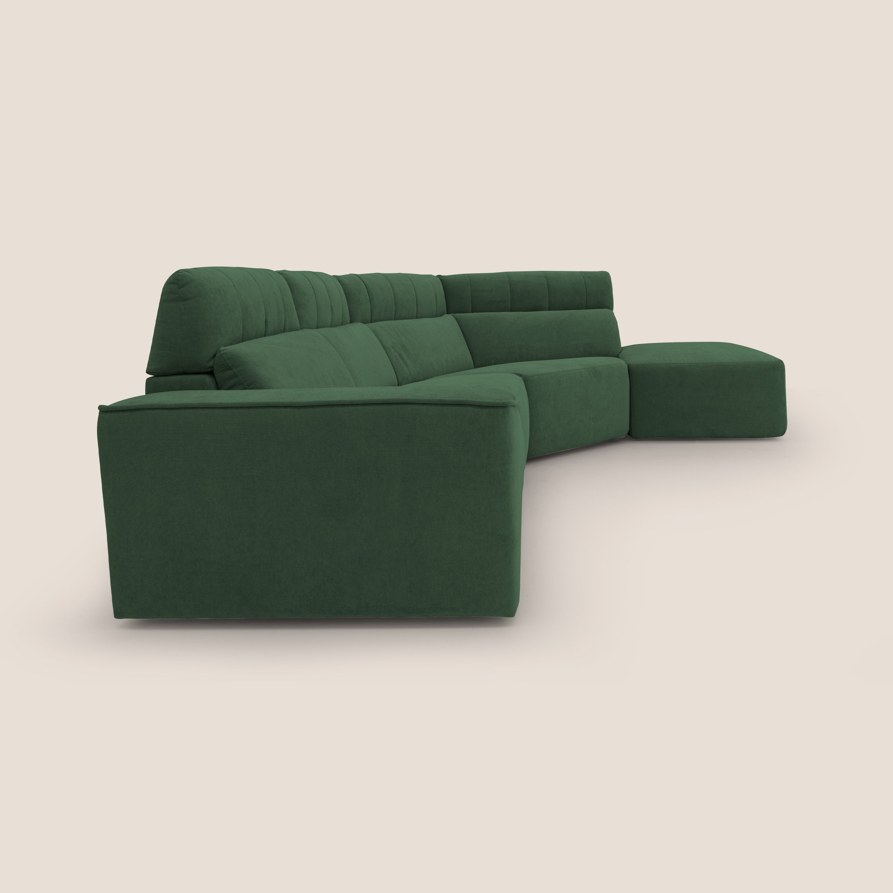 Clark Divano angolare con opzione relax elettrico in tessuto smacchiabile impermeabile T17 verde - divani.store