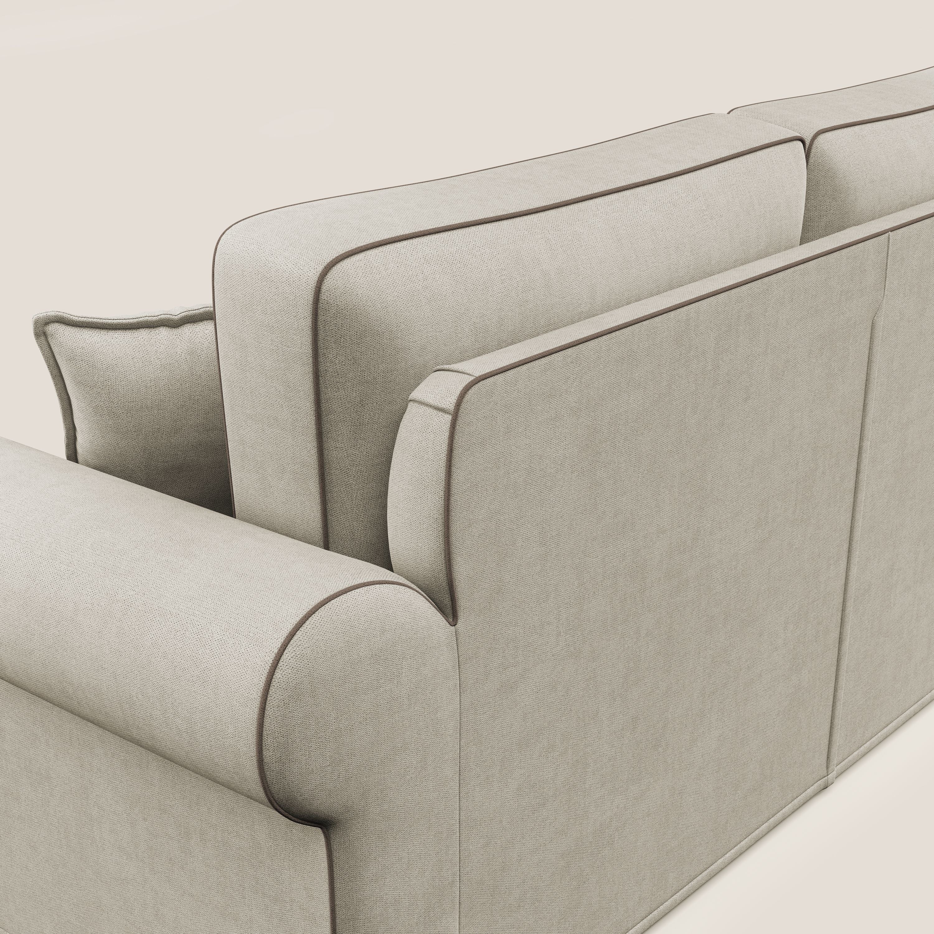 Lady divano classico bicolore in piuma d'oca realizzato con tessuto impermeabile T02 panna - marrone - divani.store