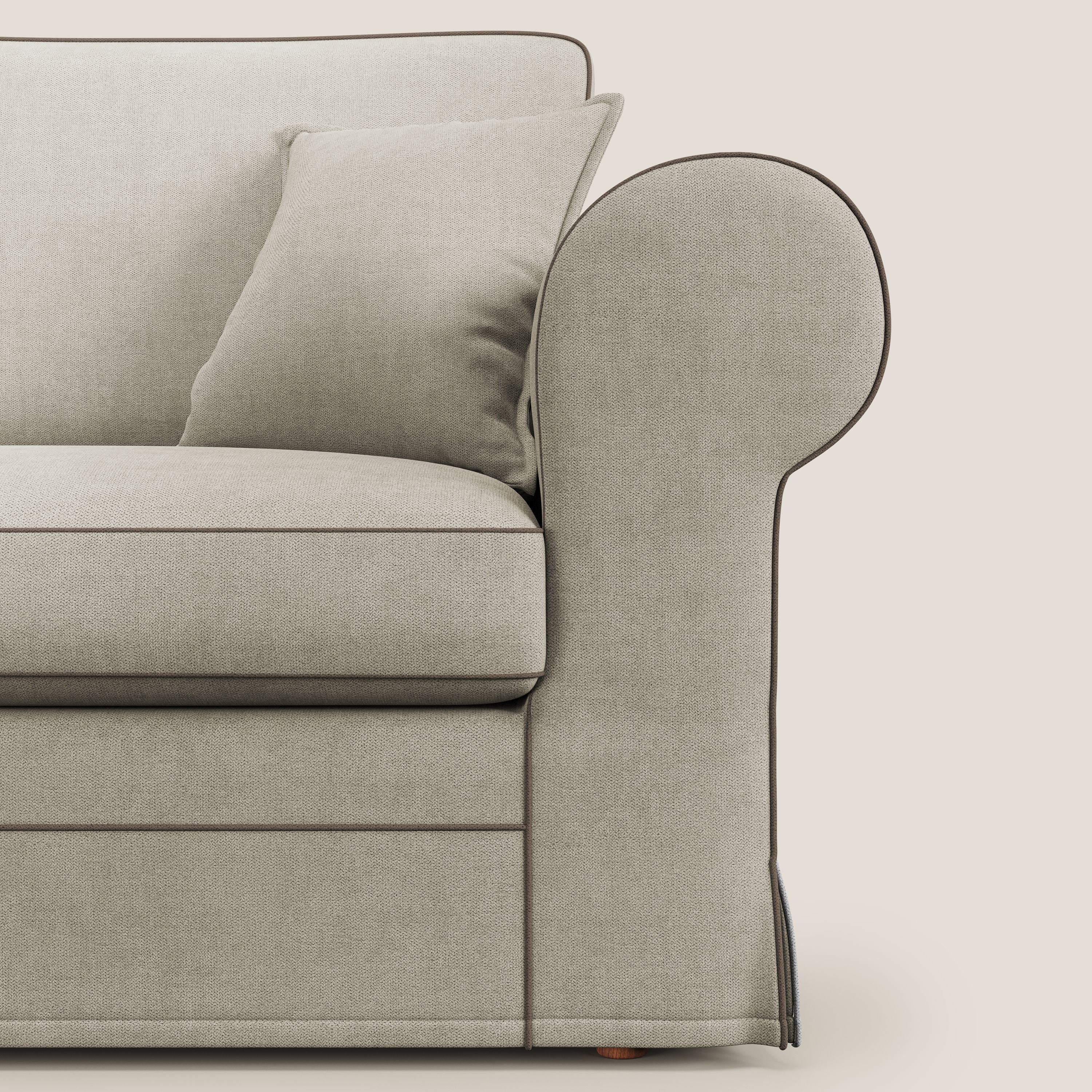 Lady divano classico bicolore in piuma d'oca realizzato con tessuto impermeabile T02 panna - marrone - divani.store