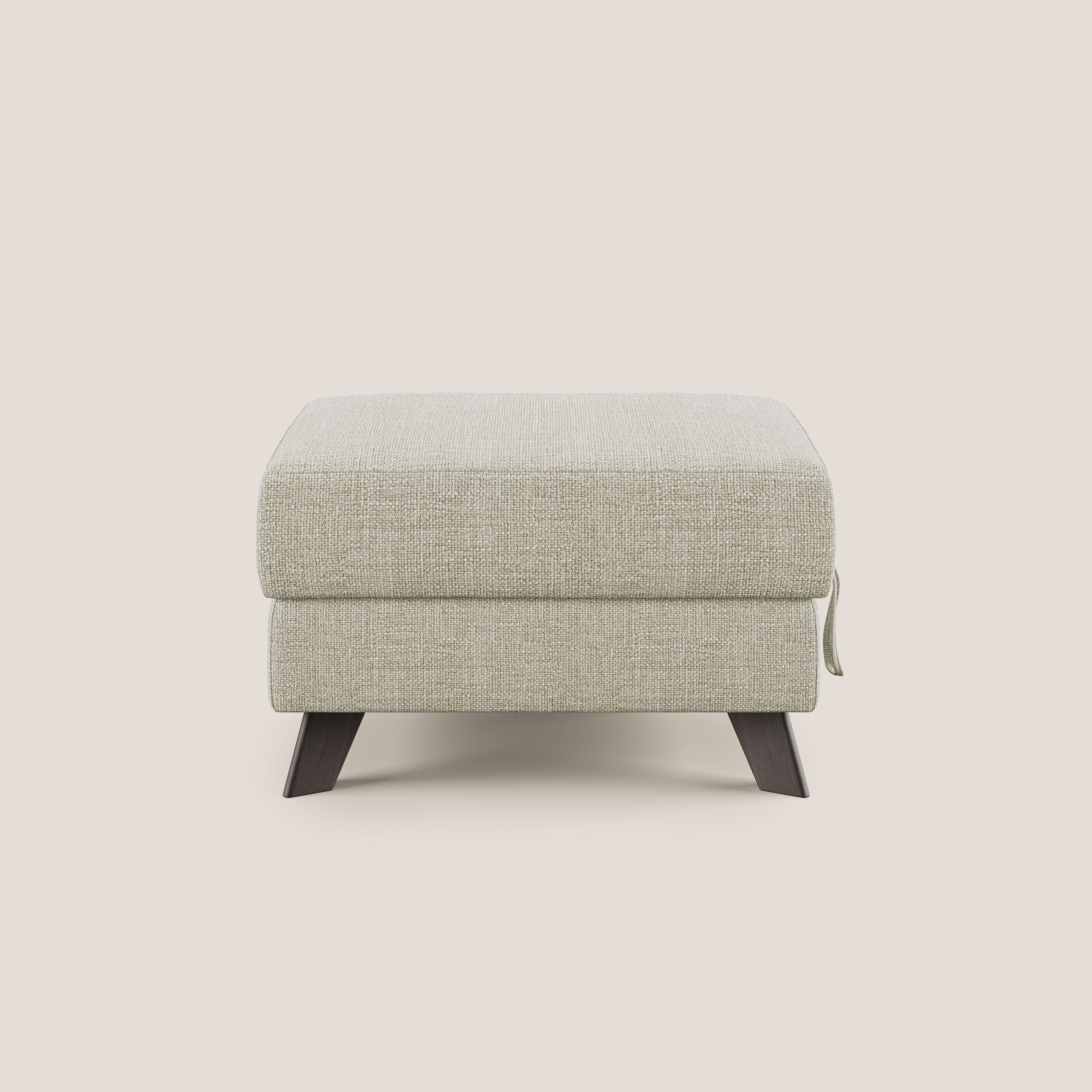 Moon Pouf contenitore e piedini alti in tessuto morbido ad intreccio soft-touch impermeabile T06 panna - divani.store