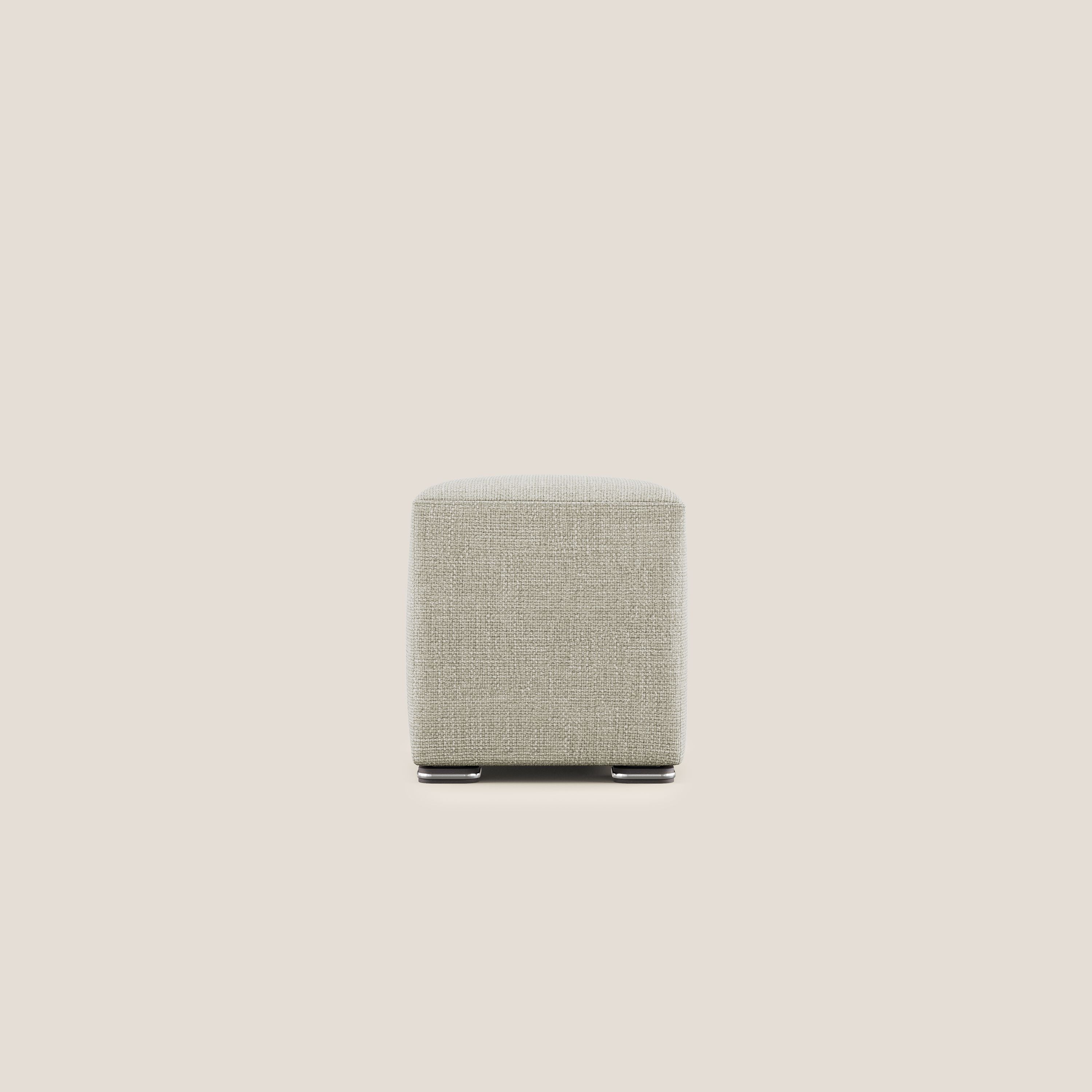 Cube pouf in morbido tessuto impermeabile ad intreccio melangiato T06 panna - divani.store