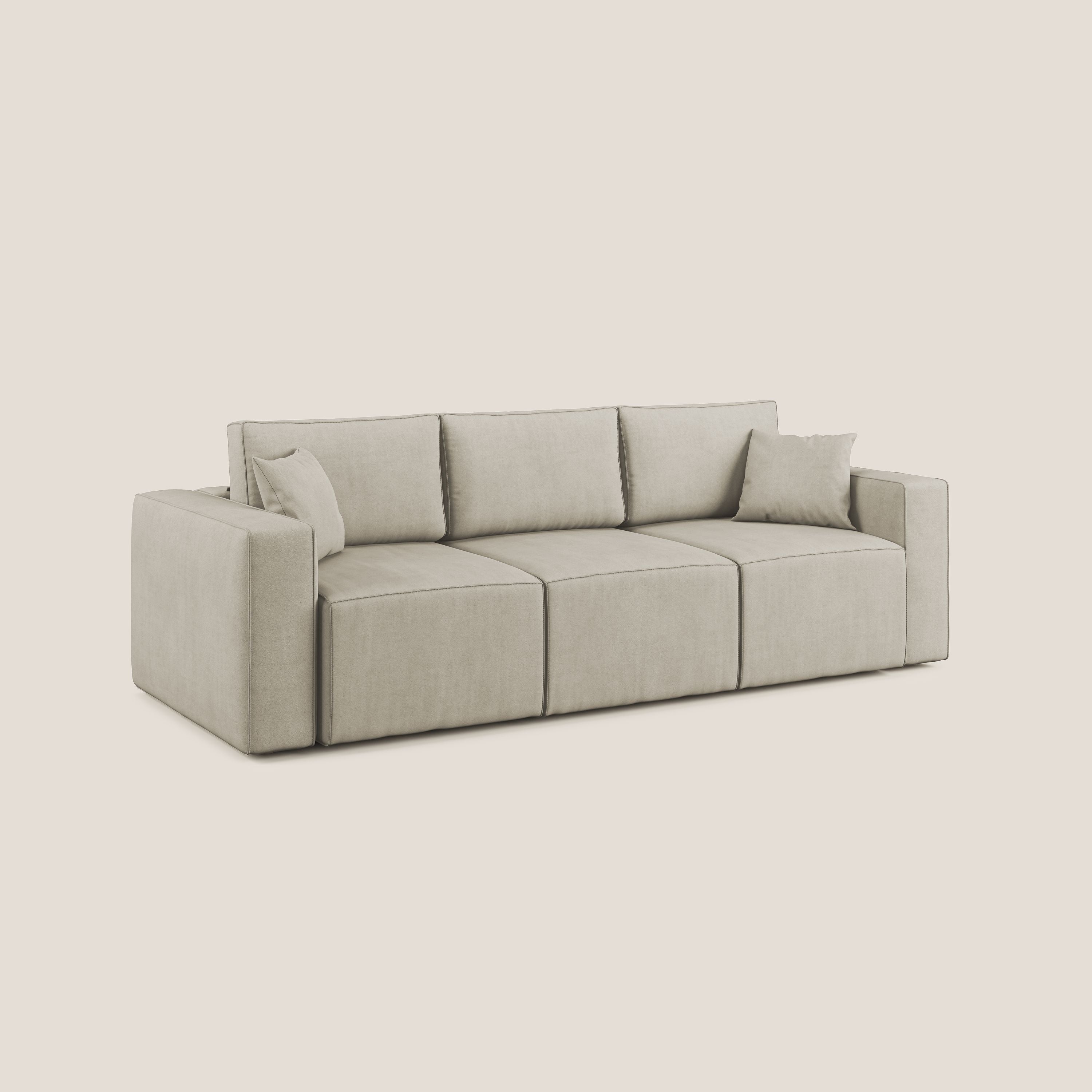 Morfeo divano con 3 sedute estraibili in morbido tessuto impermeabile T02 panna - divani.store