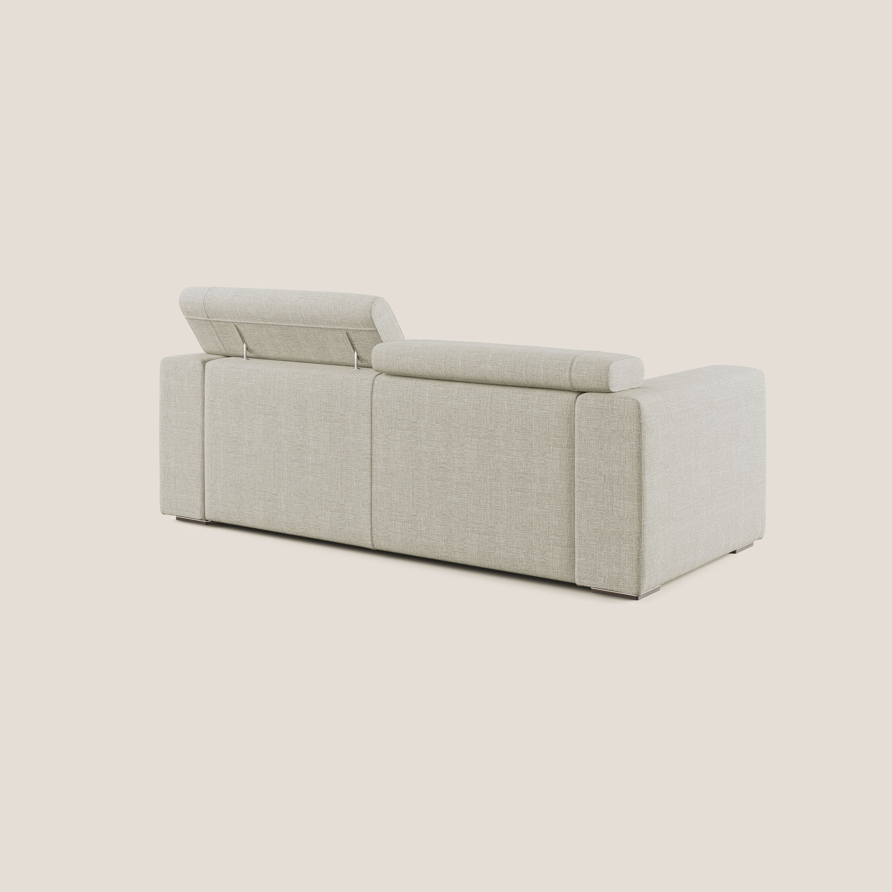 Vegas divano con poggiatesta reclinabili in morbido tessuto impermeabile T06 panna - divani.store