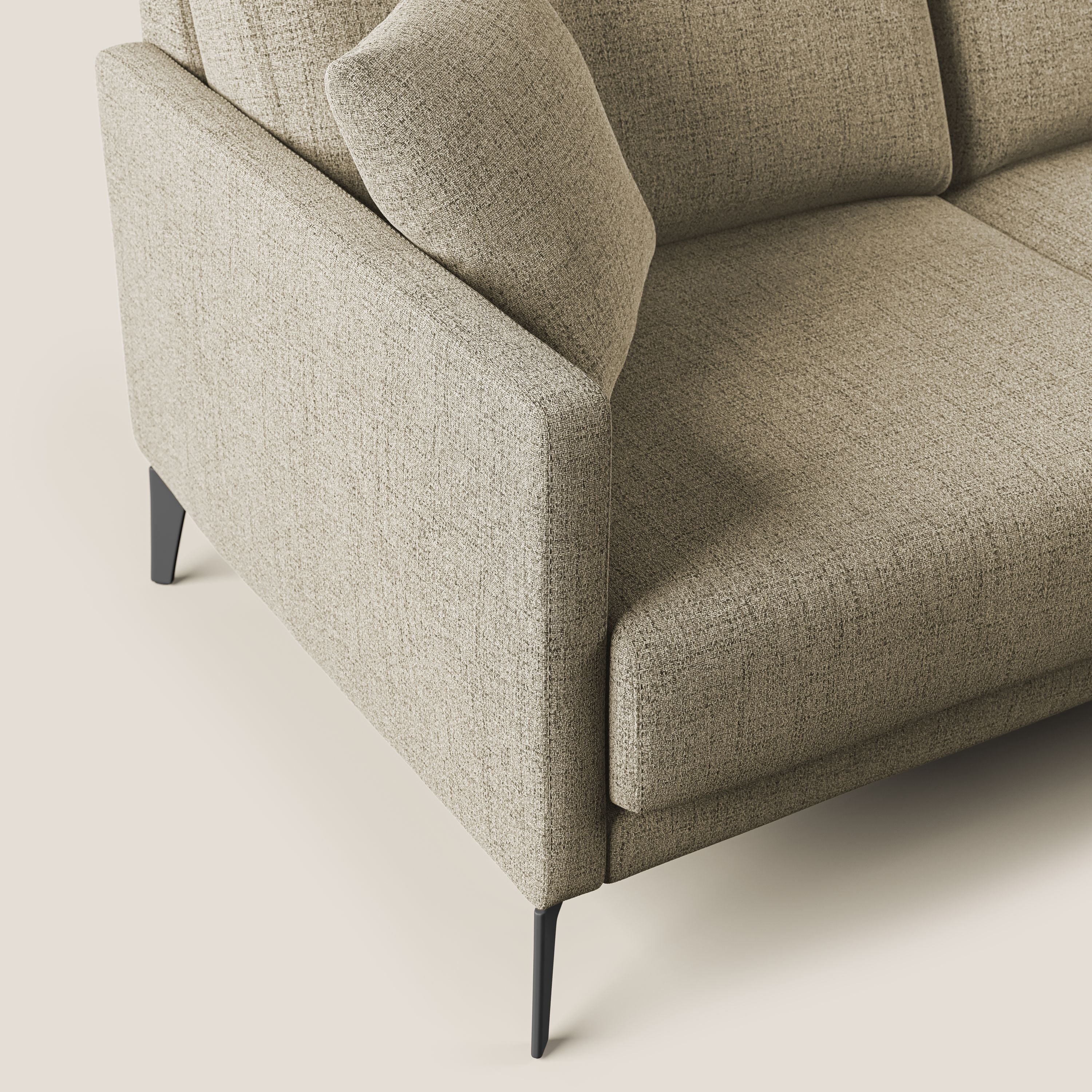 Saturno divano angolare moderno in tessuto morbido impermeabile T03 beige - divani.store