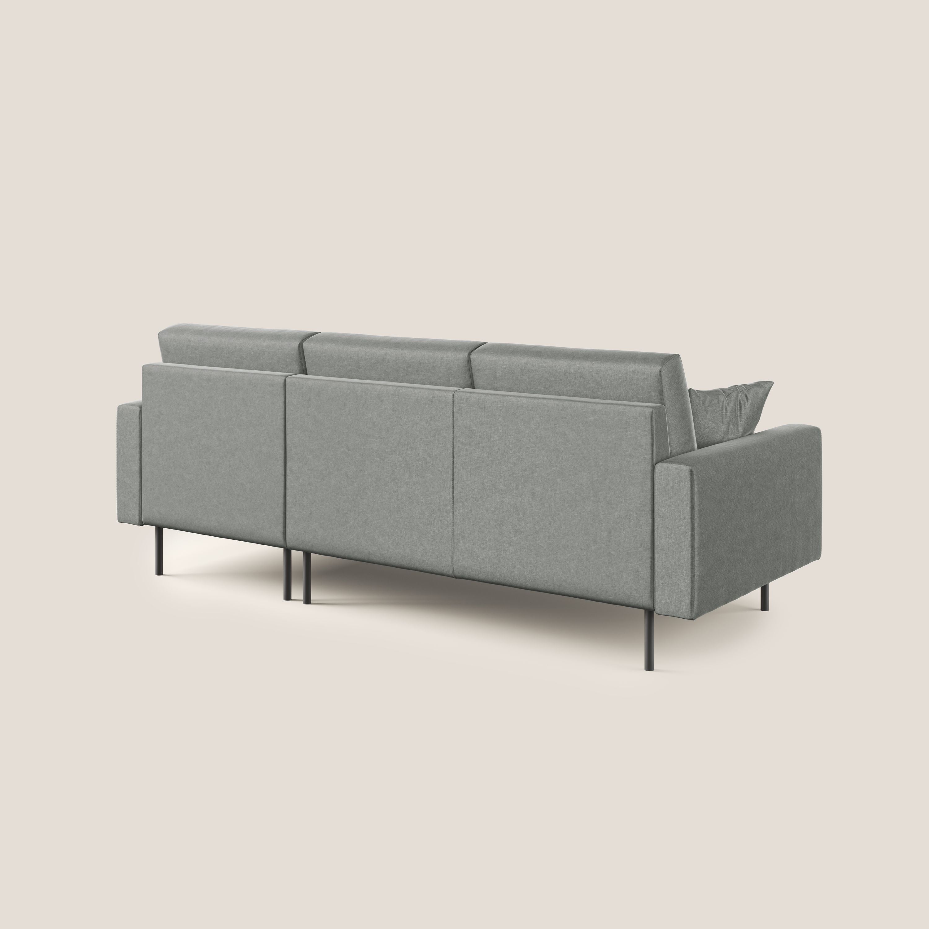 Arthur divano moderno angolare in velluto morbido impermeabile T01 grigio chiaro - divani.store