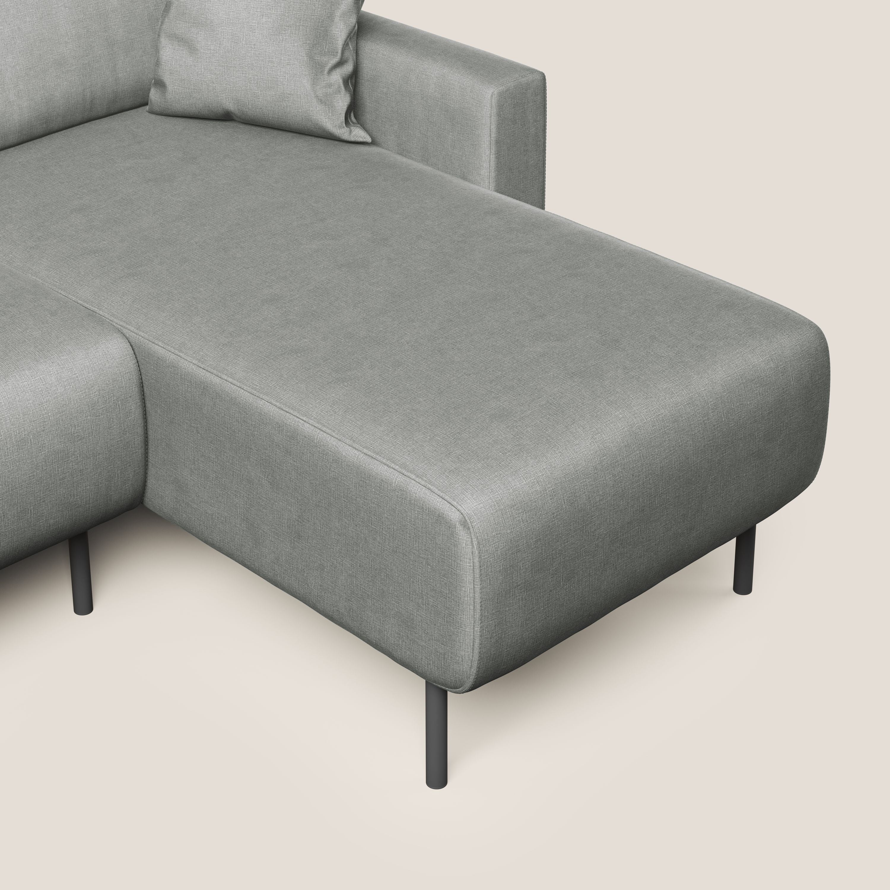 Arthur divano moderno angolare in velluto morbido impermeabile T01 grigio chiaro - divani.store