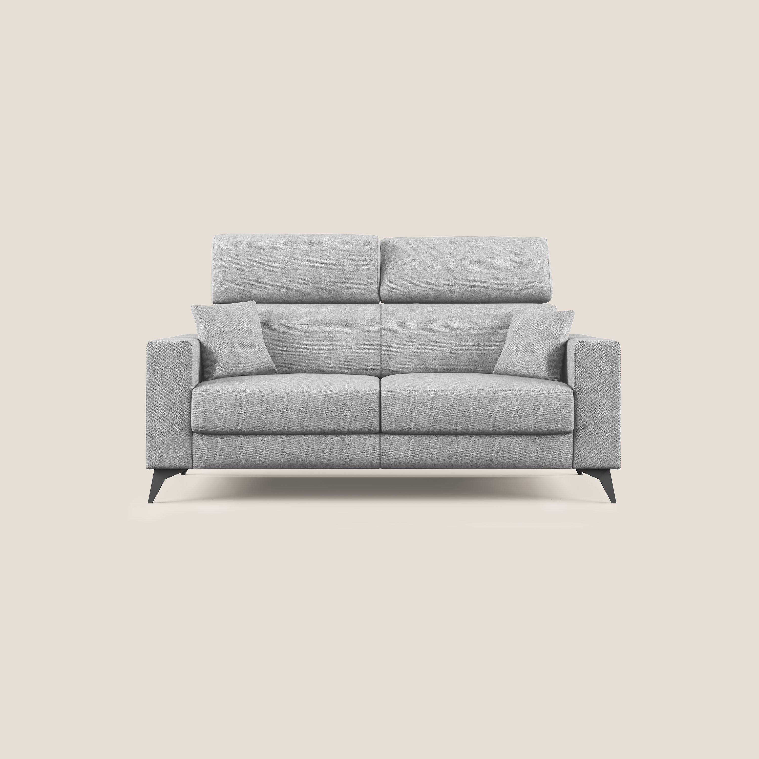 Pegaso divano letto con poggiatesta reclinabili e rivestimento T02 grigio chiaro - divani.store