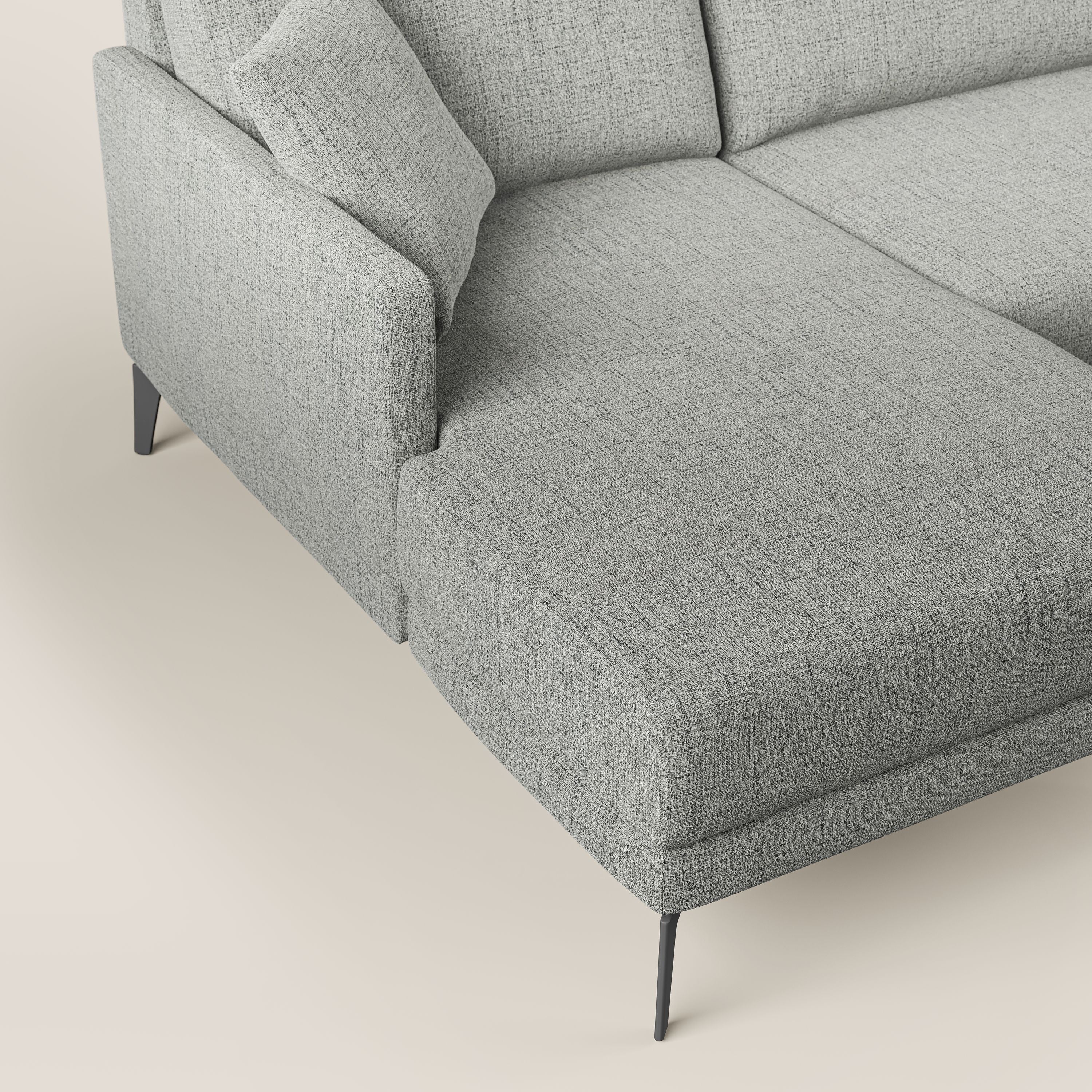 Saturno divano panoramico moderno in tessuto morbido impermeabile T03 grigio chiaro - divani.store