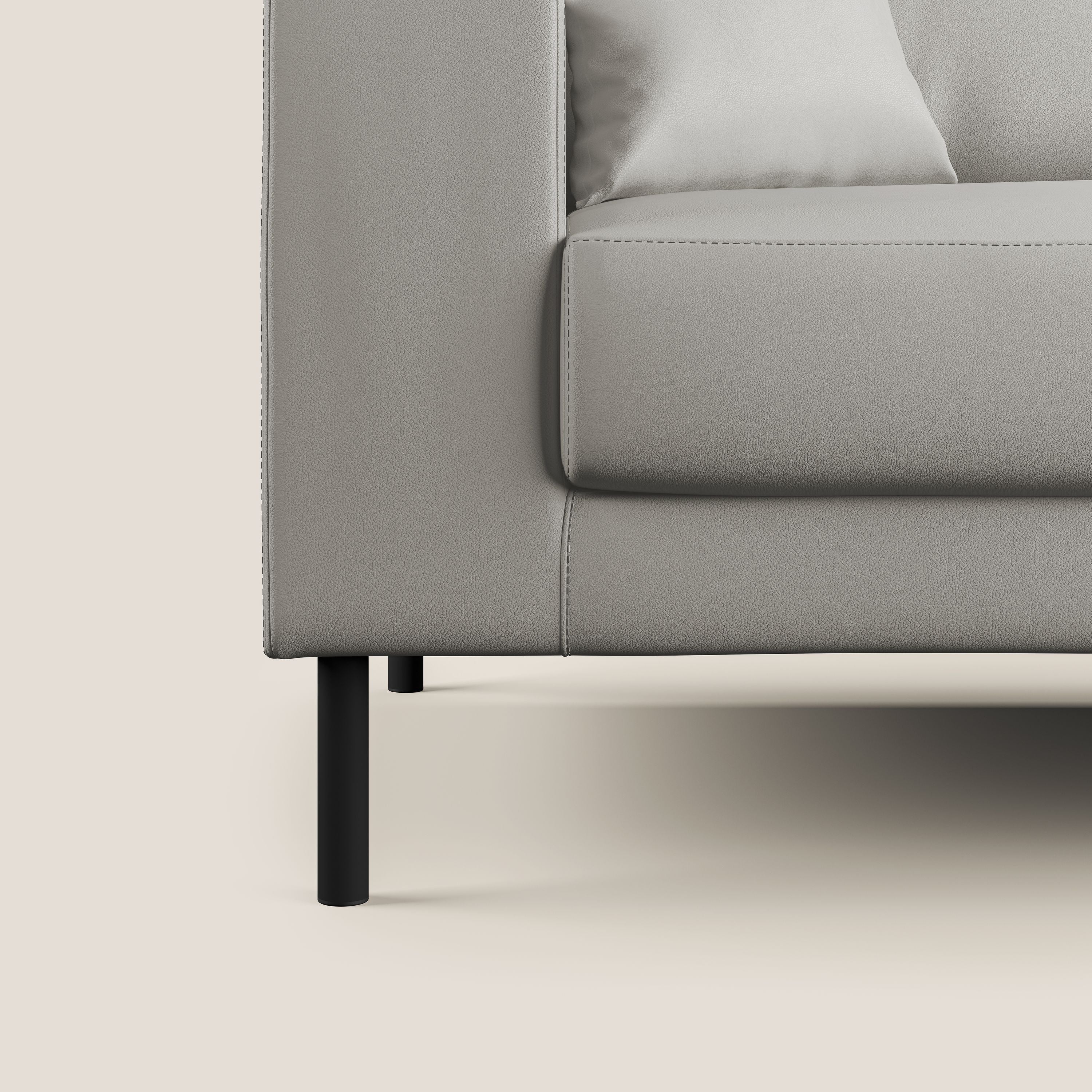 Uranio divano moderno lineare in Ecopelle impermeabile T04 grigio chiaro - divani.store