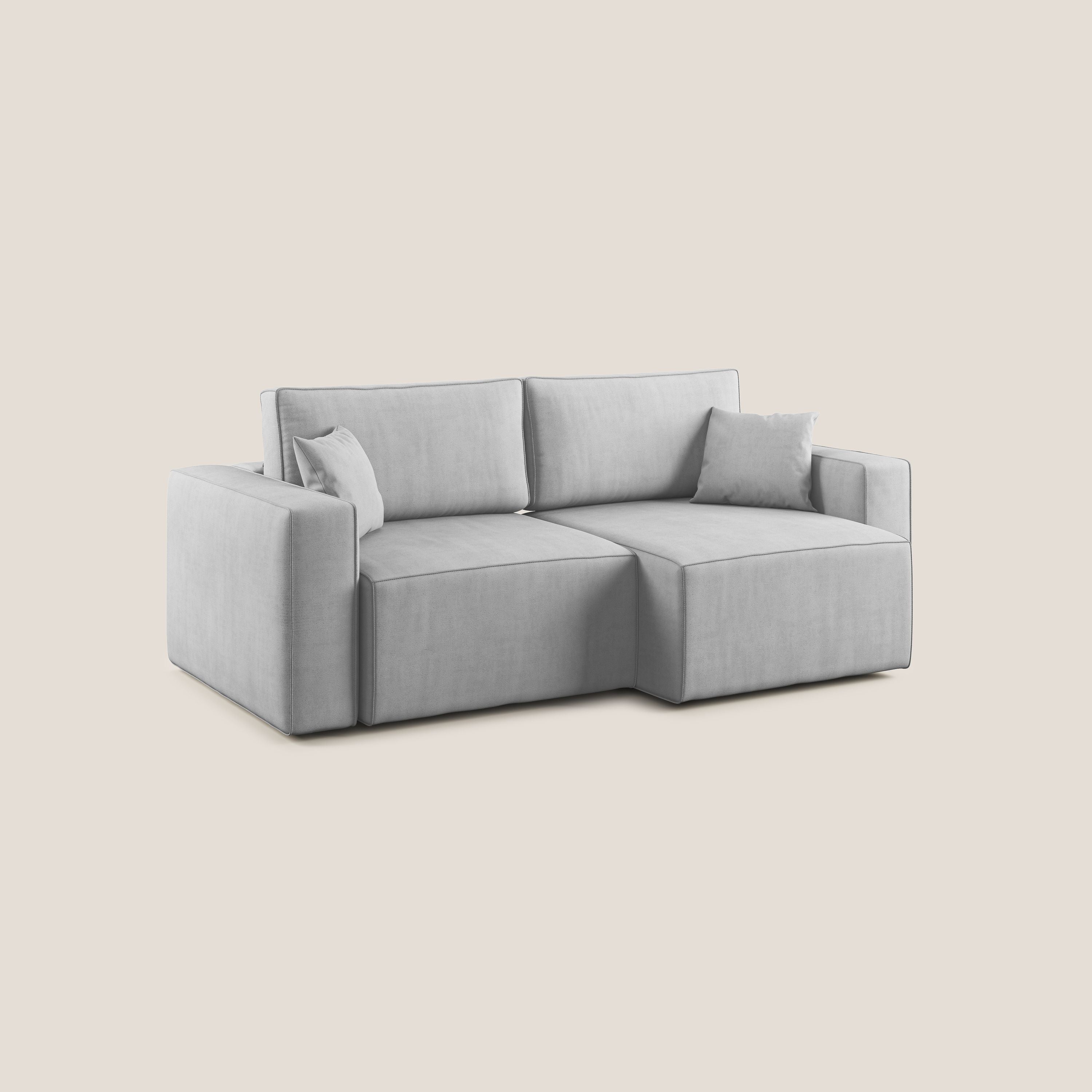 Morfeo divano con sedute estraibili in morbido tessuto impermeabile T02 grigio chiaro - divani.store