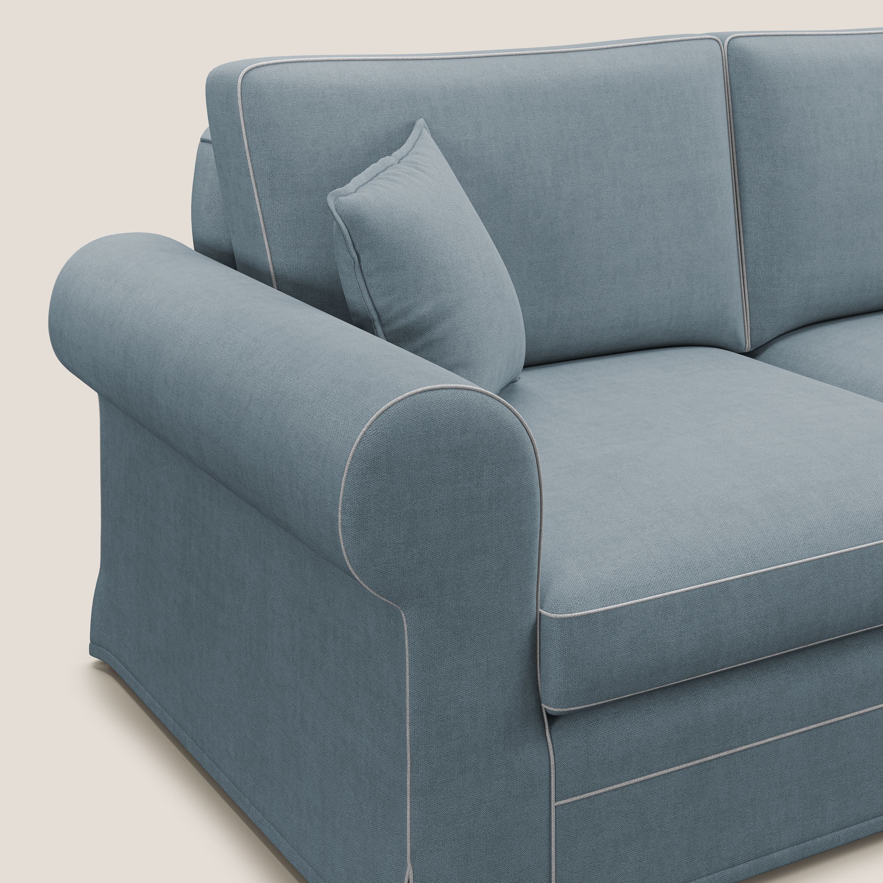 Lady divano classico bicolore in piuma d'oca realizzato con tessuto impermeabile T02 carta da zucchero - bianco - divani.store