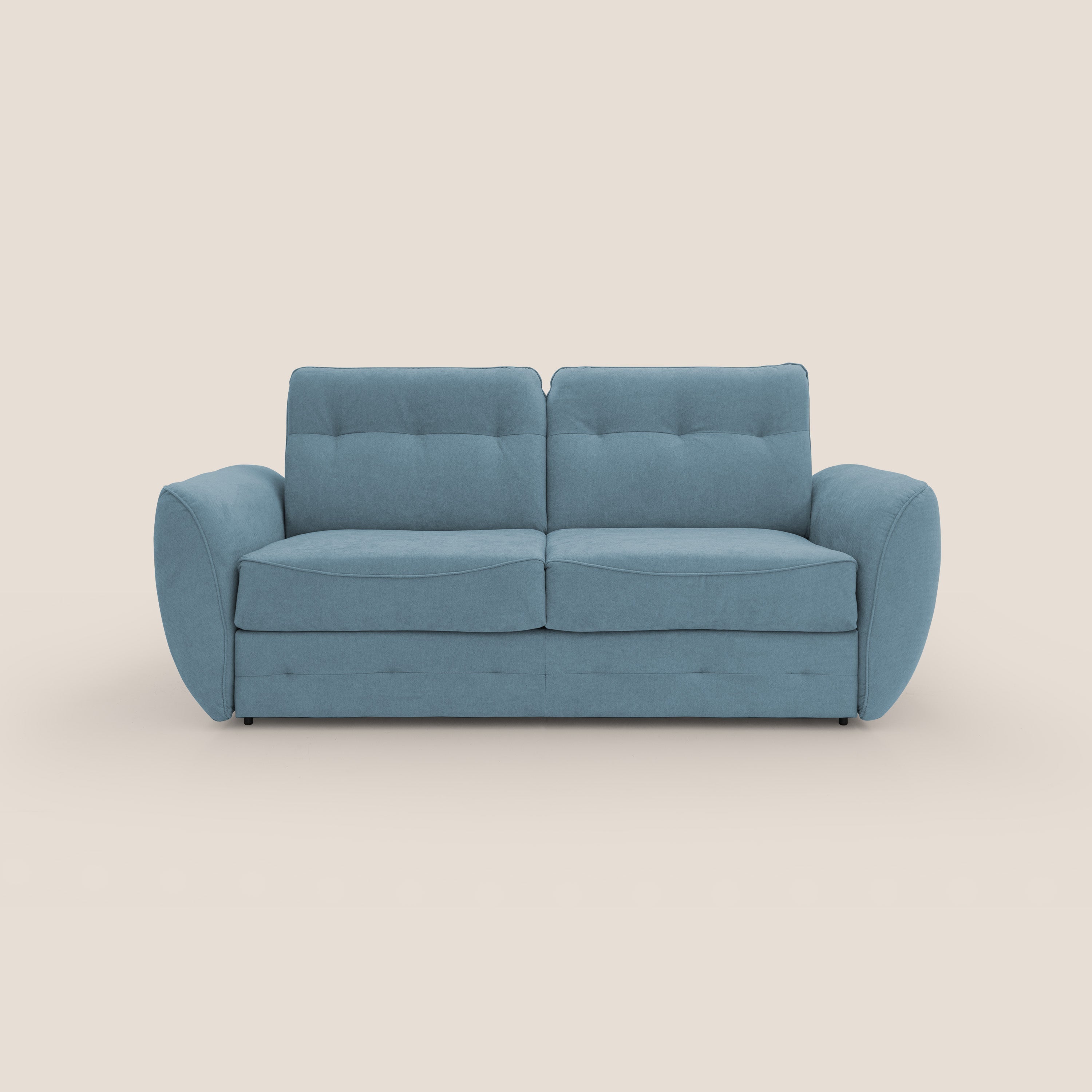 Zeus Divano letto scandinavo con schienale alto in tessuto impermeabile T02 carta da zucchero - divani.store
