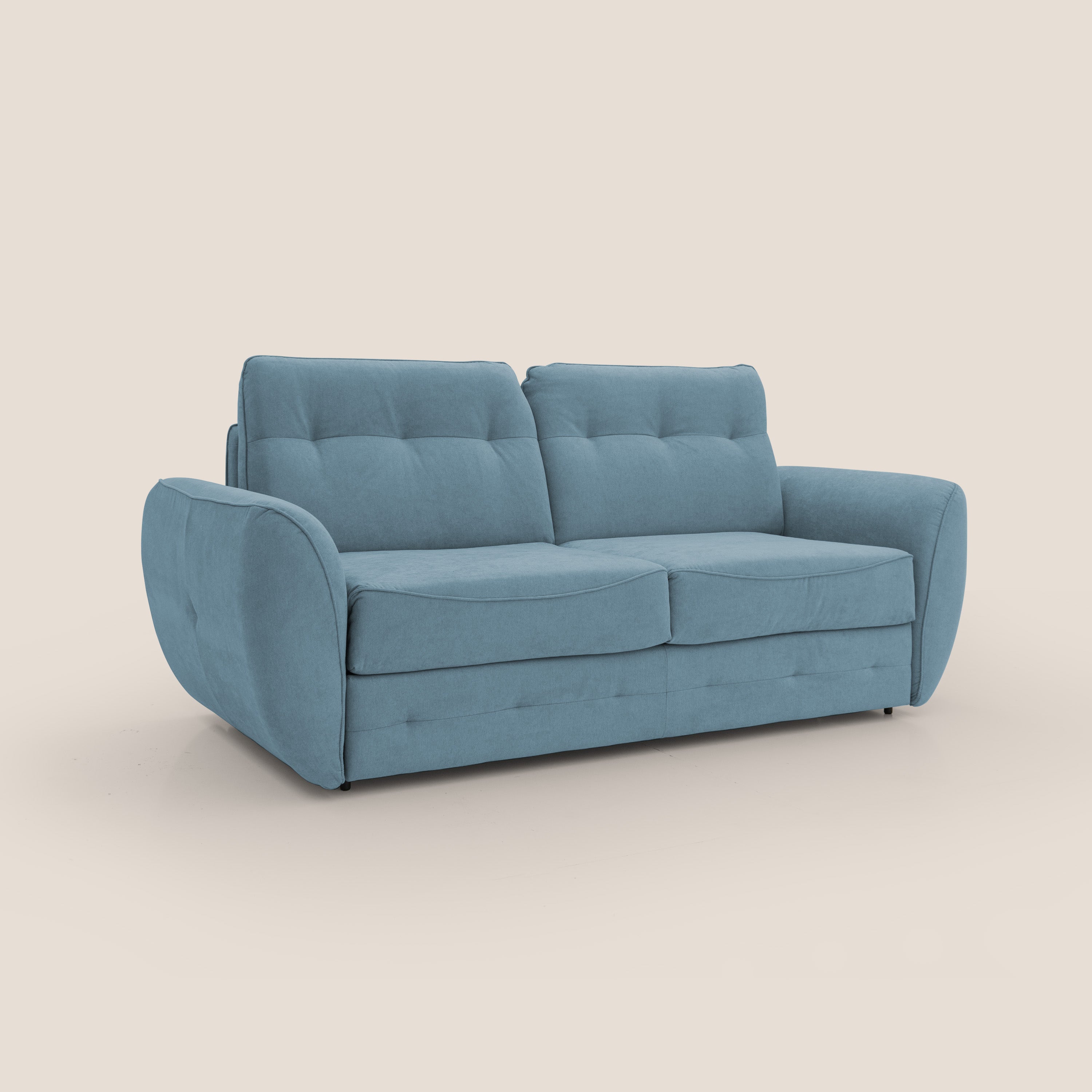 Zeus Divano letto scandinavo con schienale alto in tessuto impermeabile T02 carta da zucchero - divani.store