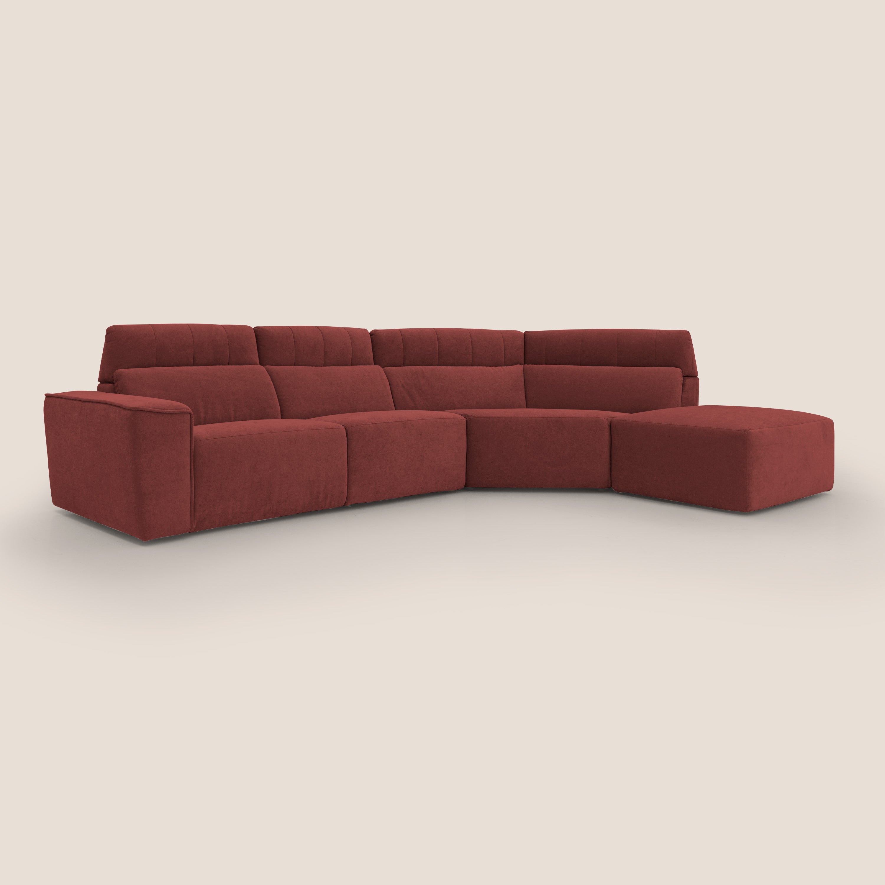 Clark Divano angolare con opzione relax elettrico in tessuto smacchiabile impermeabile T17 rosso - divani.store