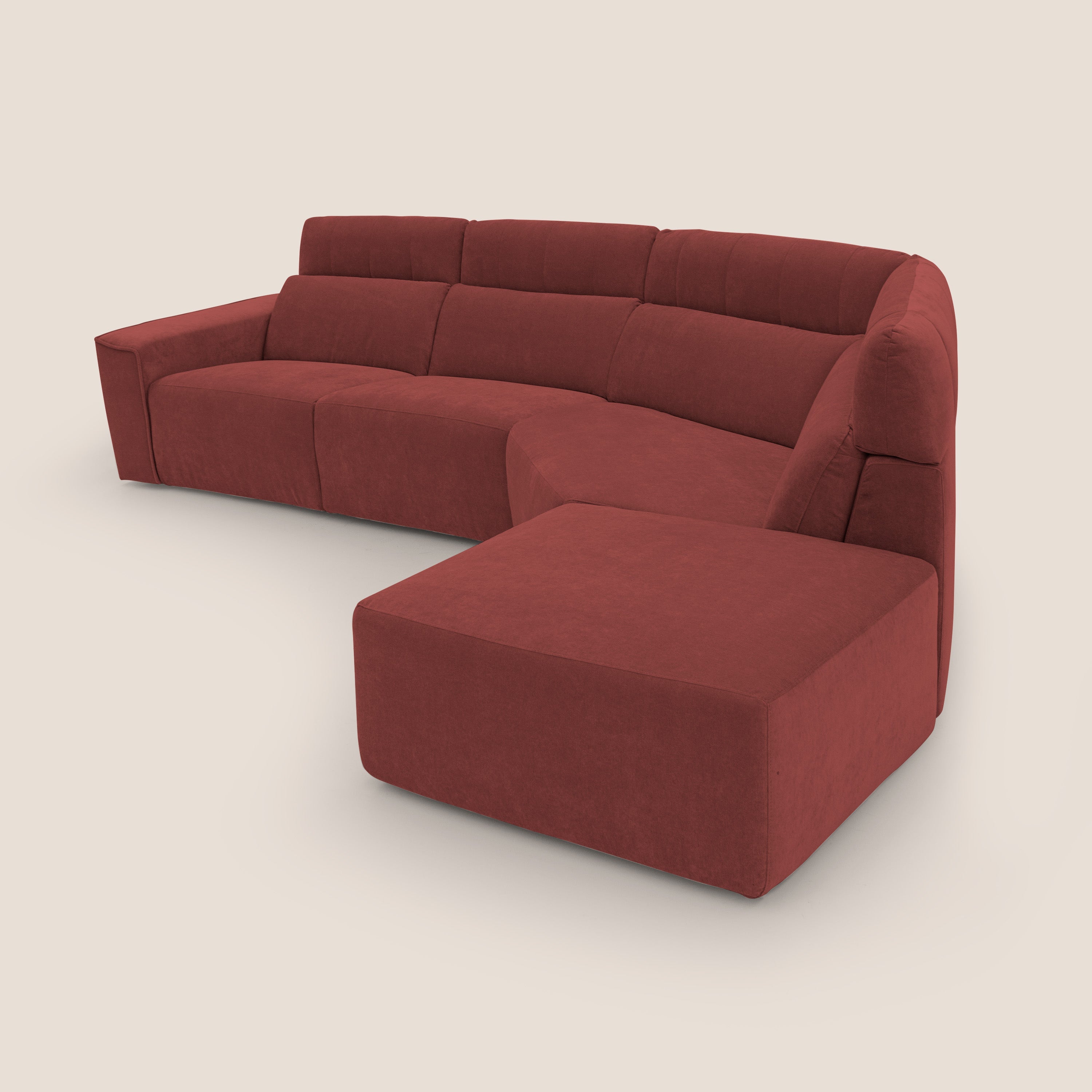 Clark Divano angolare con opzione relax elettrico in tessuto smacchiabile impermeabile T17 rosso - divani.store