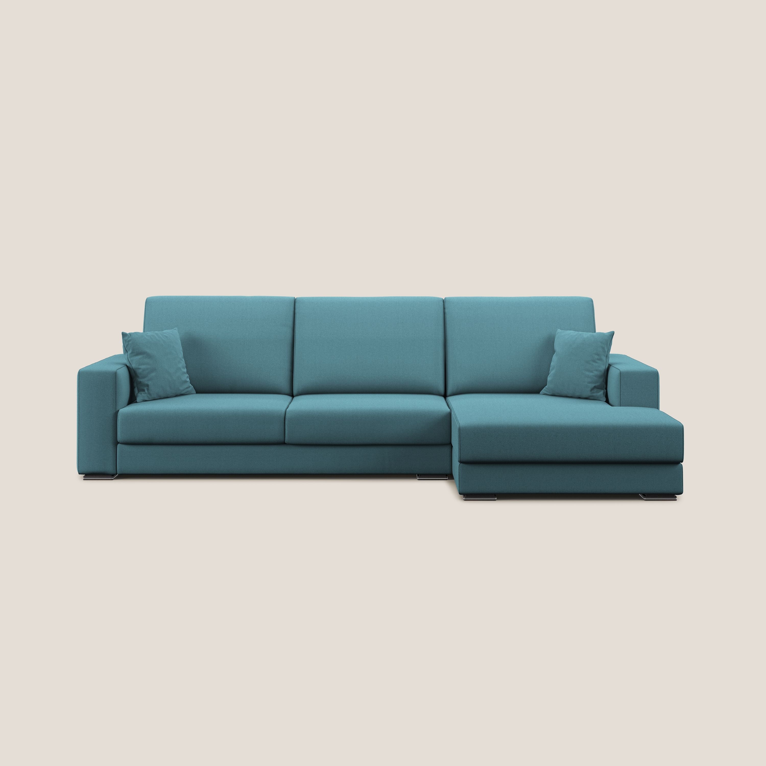 Marte divano angolare in tessuto smacchiabile impermeabile T08 azzurro - divani.store