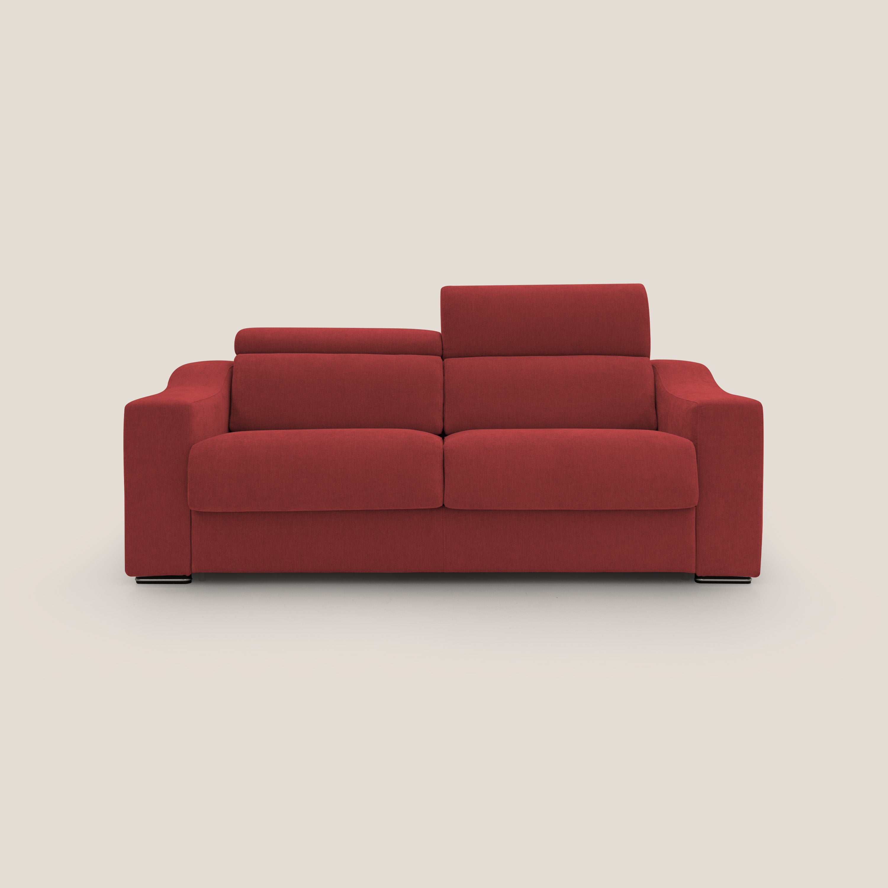 Bomber divano letto matrimoniale con poggiatesta in tessuto impermeabile T14 rosso - divani.store