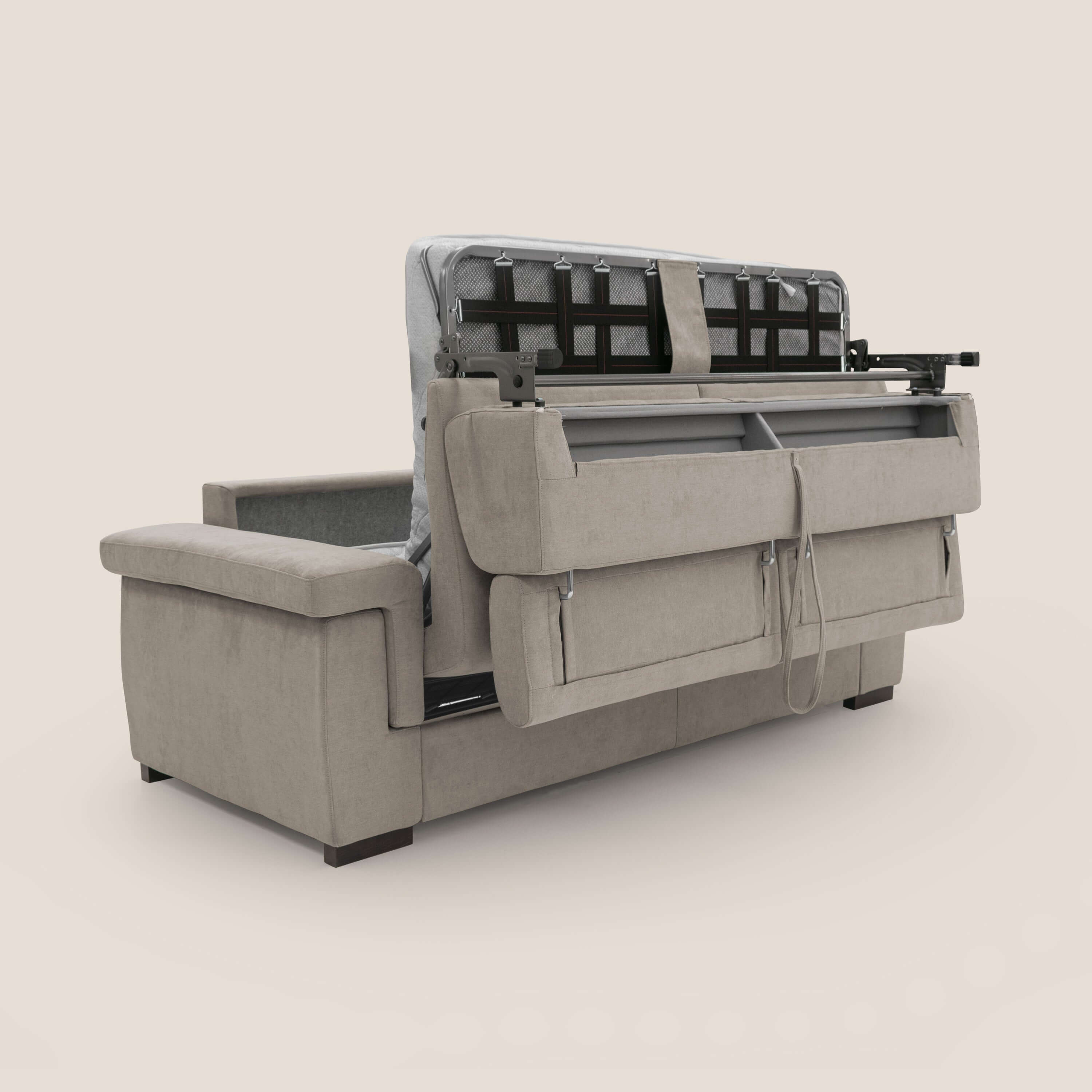 Bjorn divano letto sfoderabile con materasso H18 cm e poggiatesta reclinabili in tessuto impermeabile T02 beige - divani.store