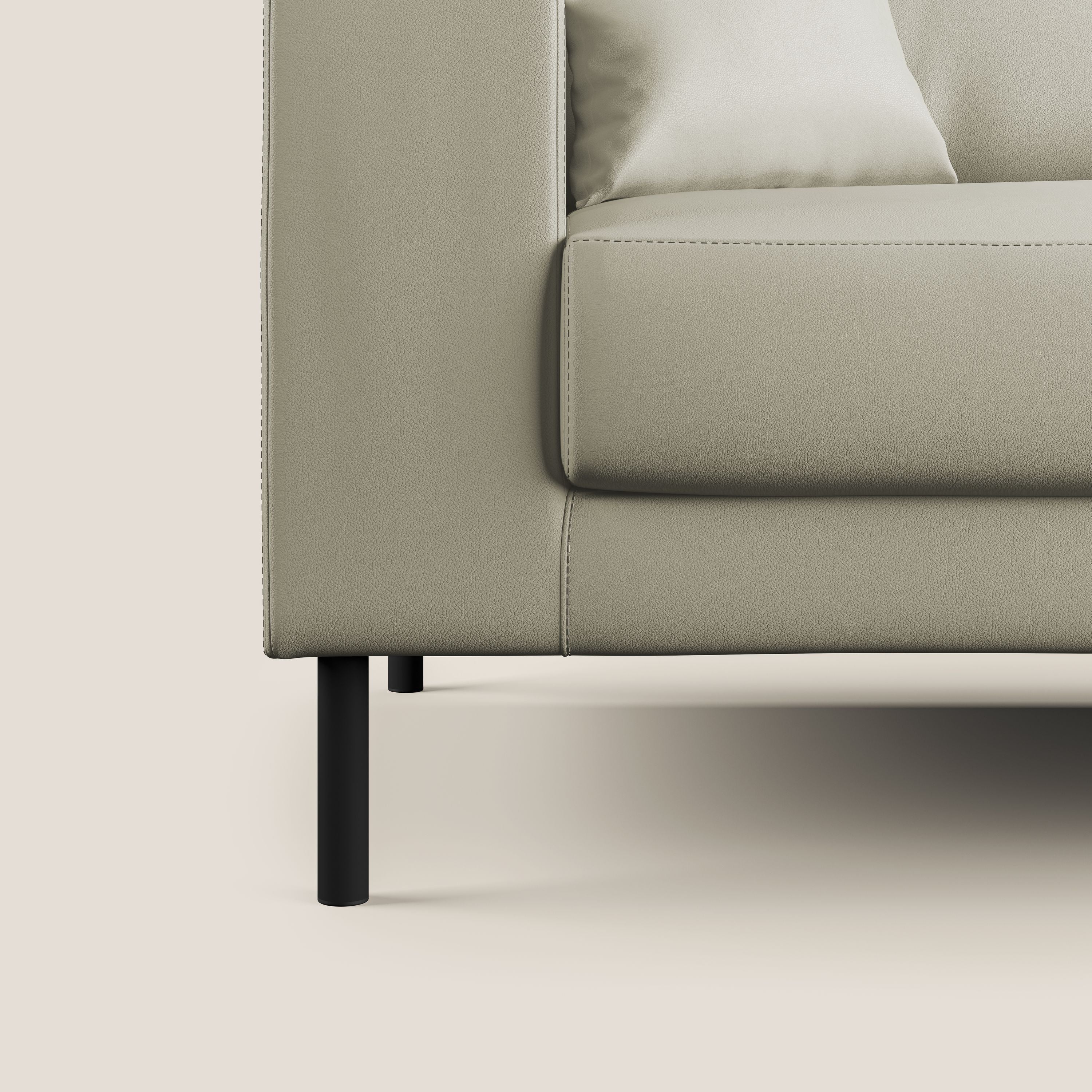 Uranio divano moderno lineare in Ecopelle impermeabile T04 tortora - divani.store