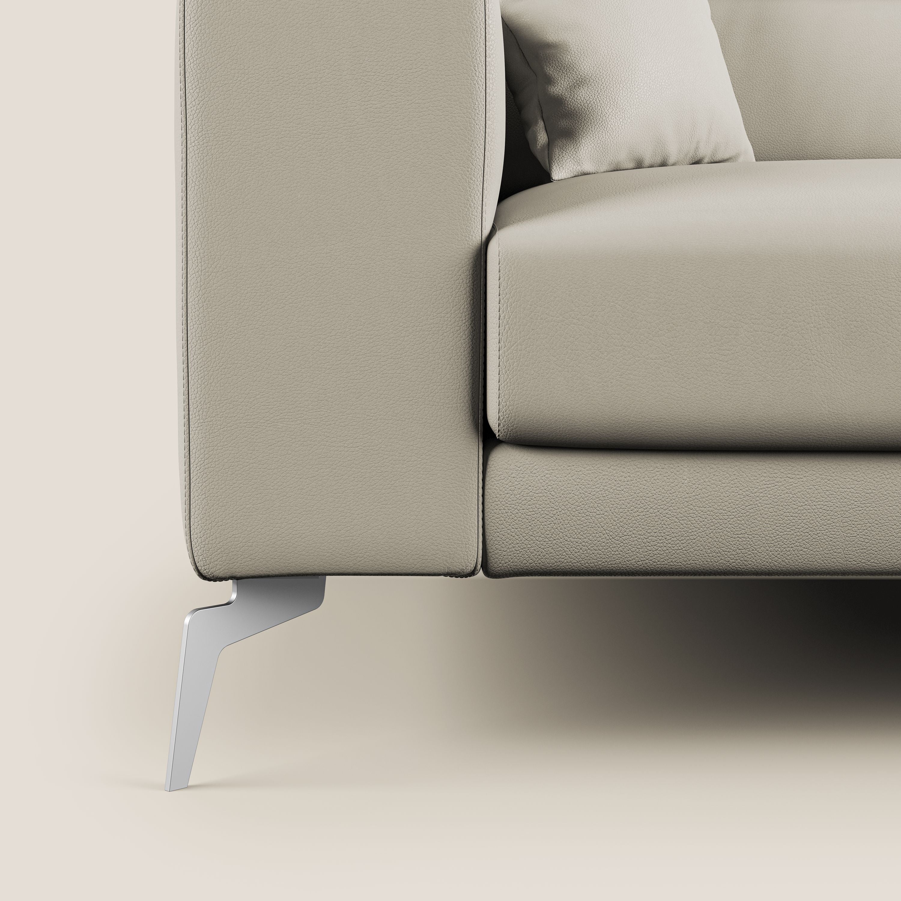 Blade Divano moderno con poggiatesta reclinabili in Ecopelle T04 tortora - divani.store