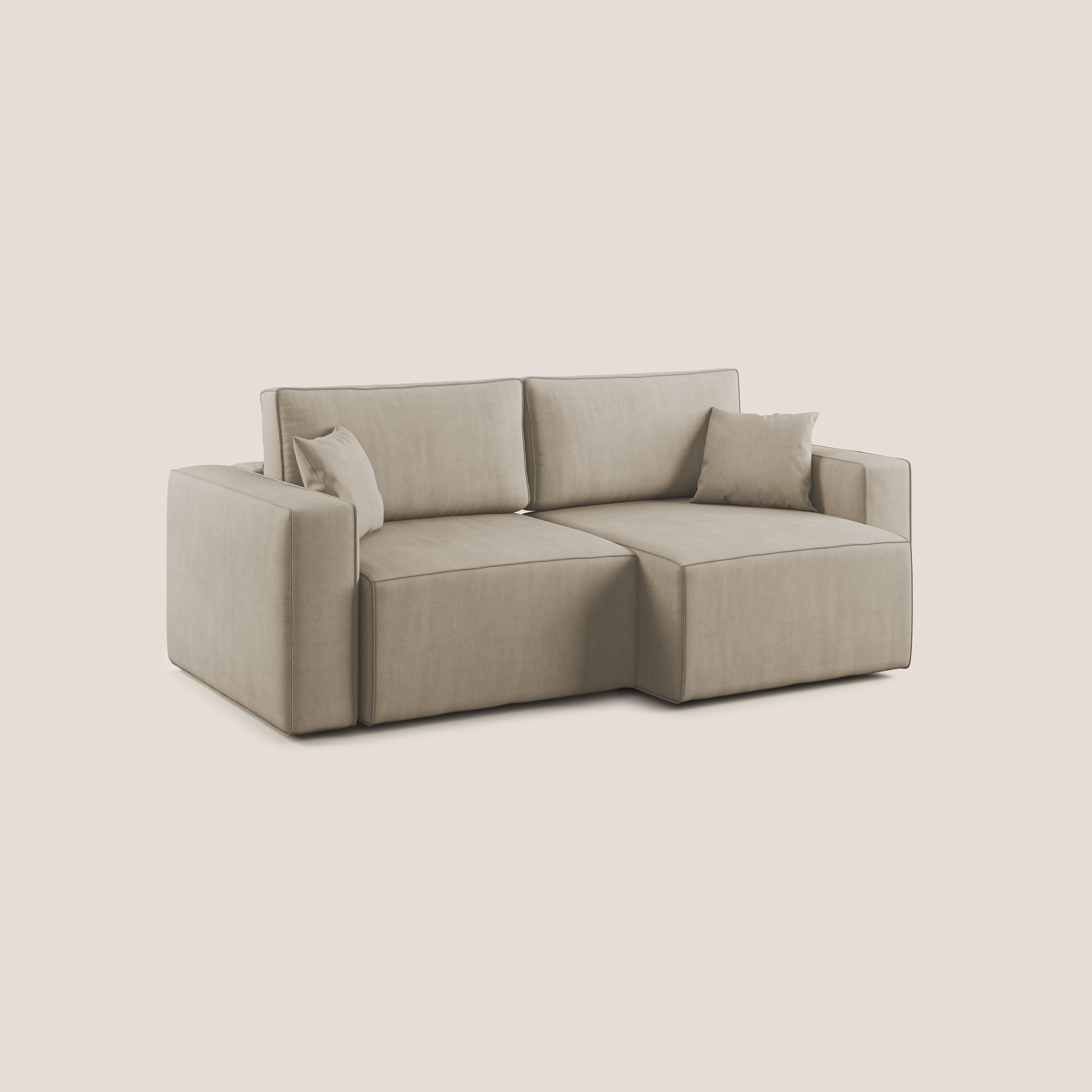 Morfeo divano con sedute estraibili in morbido tessuto impermeabile T02 beige - divani.store