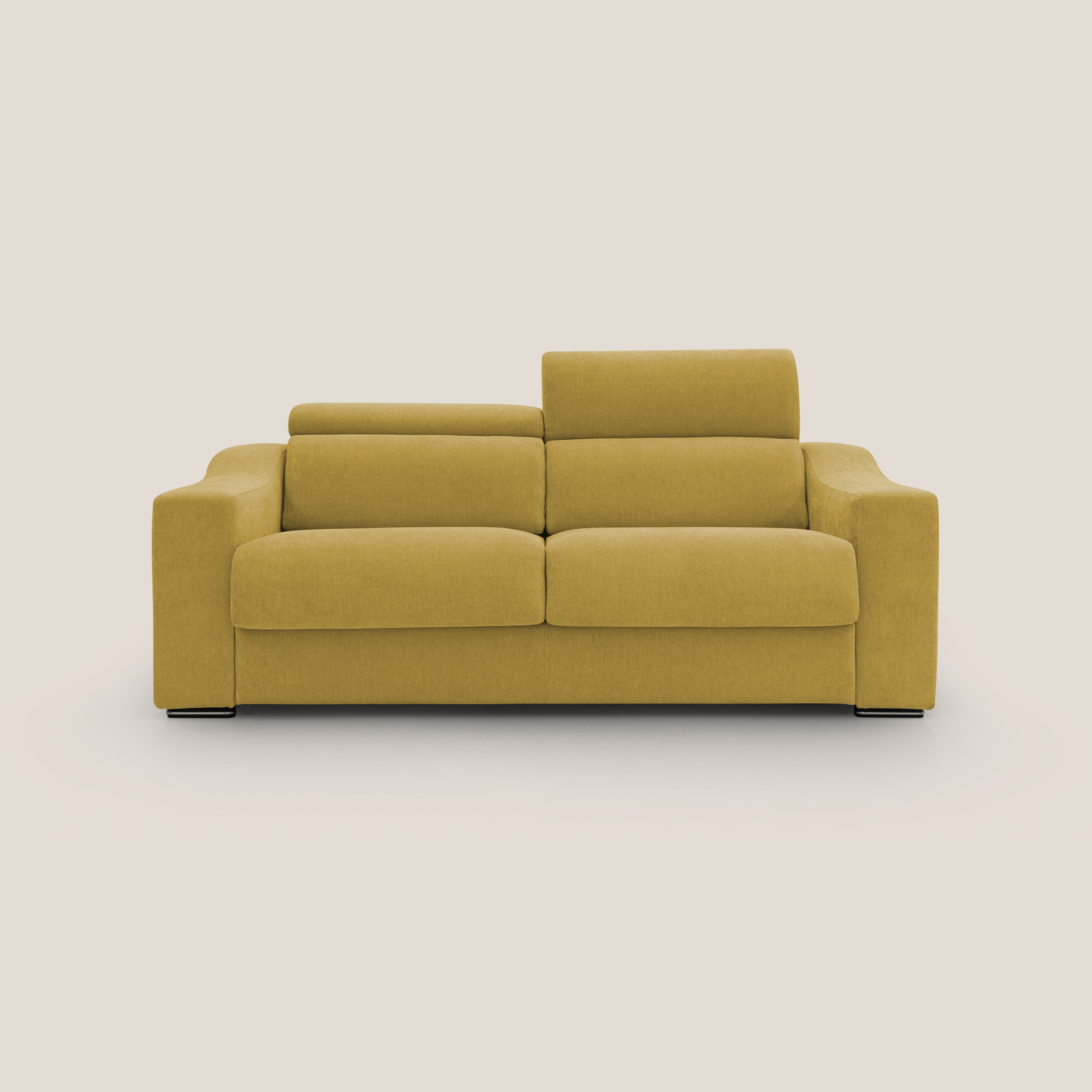 Bomber divano letto matrimoniale con poggiatesta in tessuto impermeabile T14 giallo - divani.store