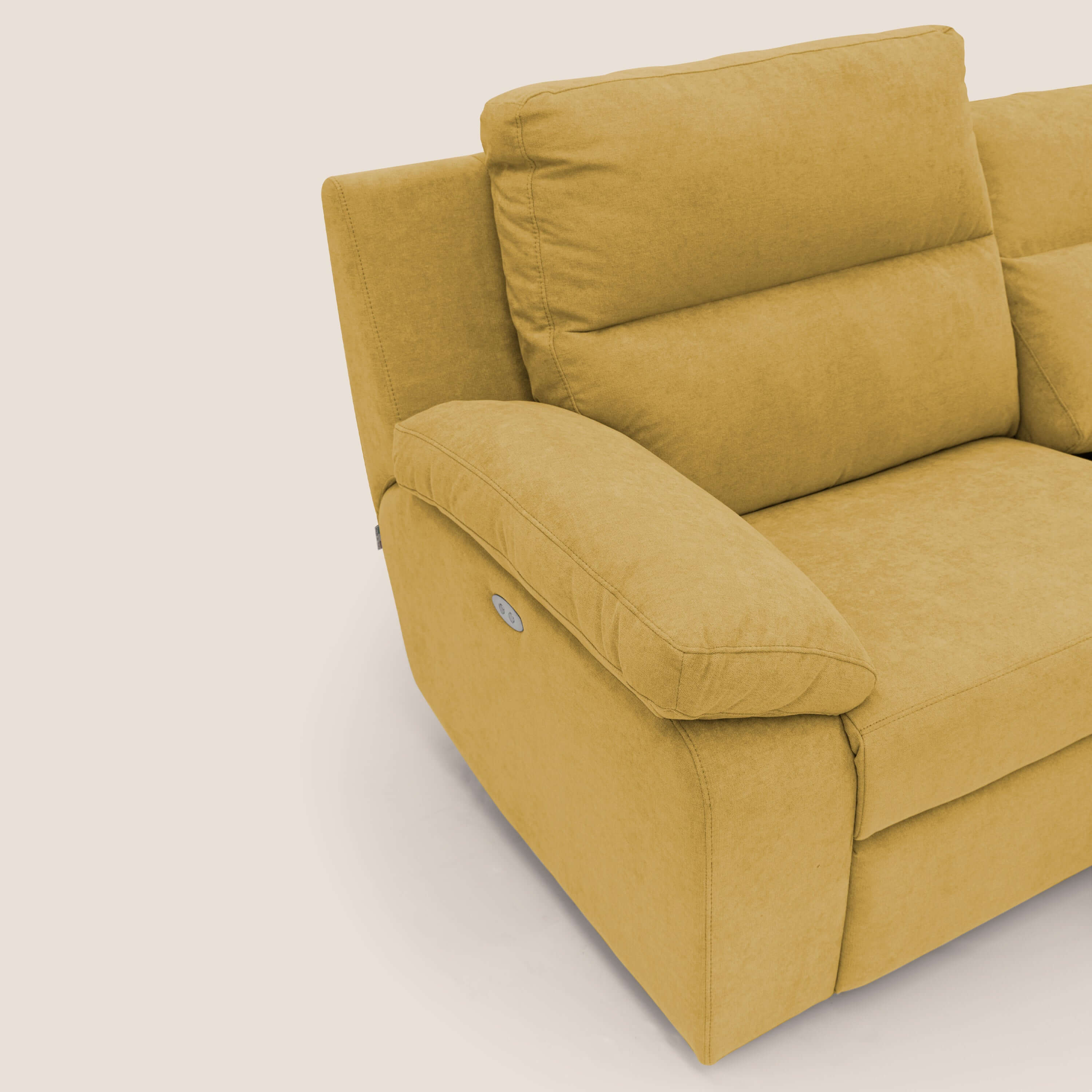 Romeo Divano relax con recliner elettrico in morbido tessuto impermeabile T02 giallo - divani.store