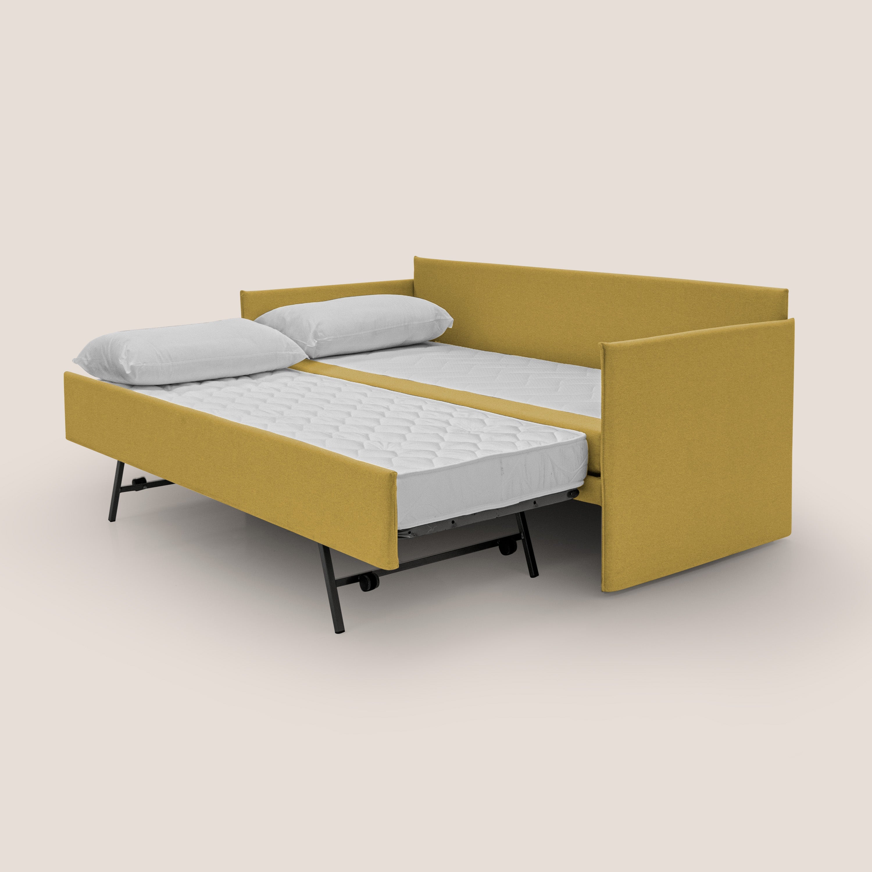 Brenta Divano duplex con doppio letto in tessuto simil cotone impermeabile T13 giallo - divani.store