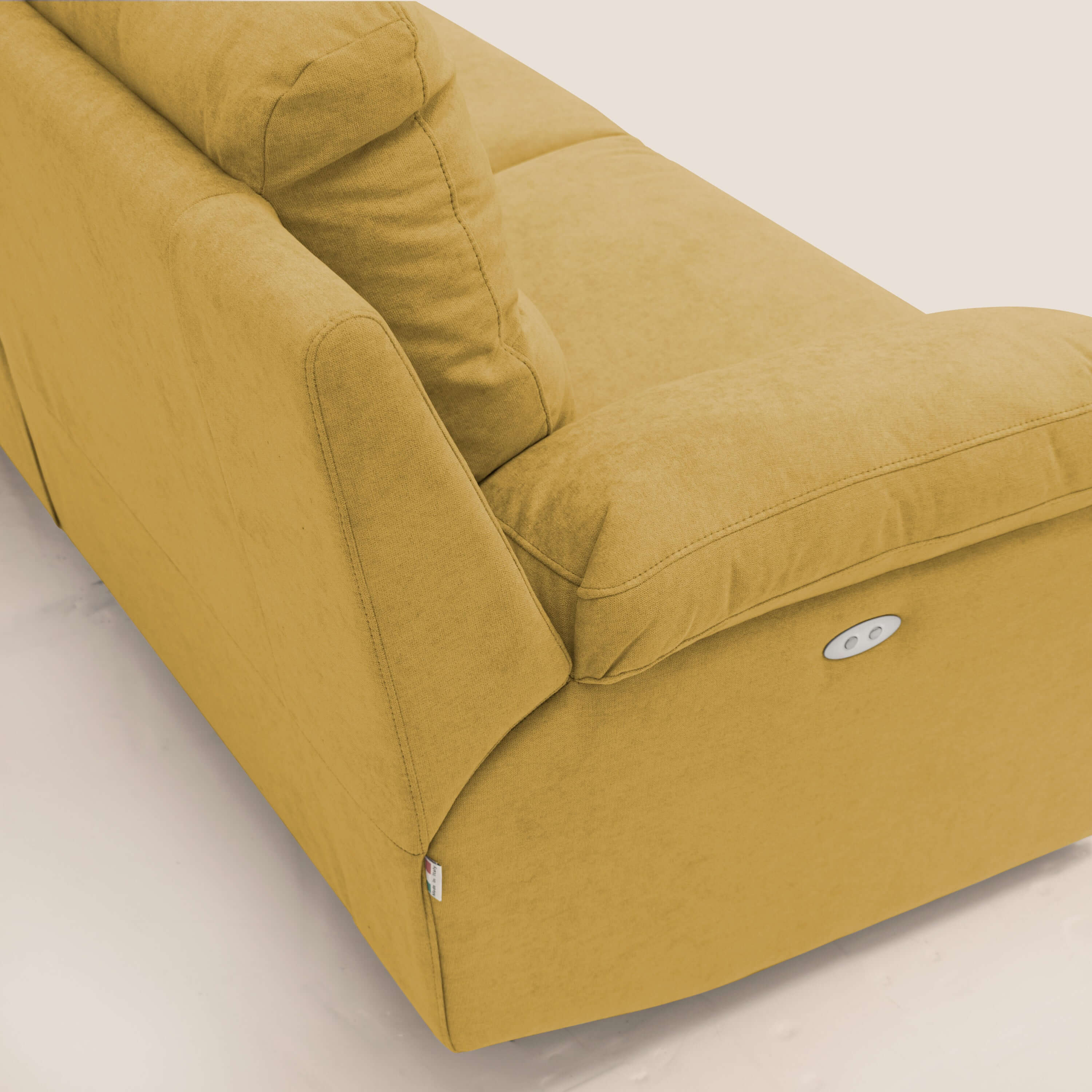 Romeo Divano relax con recliner elettrico in morbido tessuto impermeabile T02 giallo - divani.store