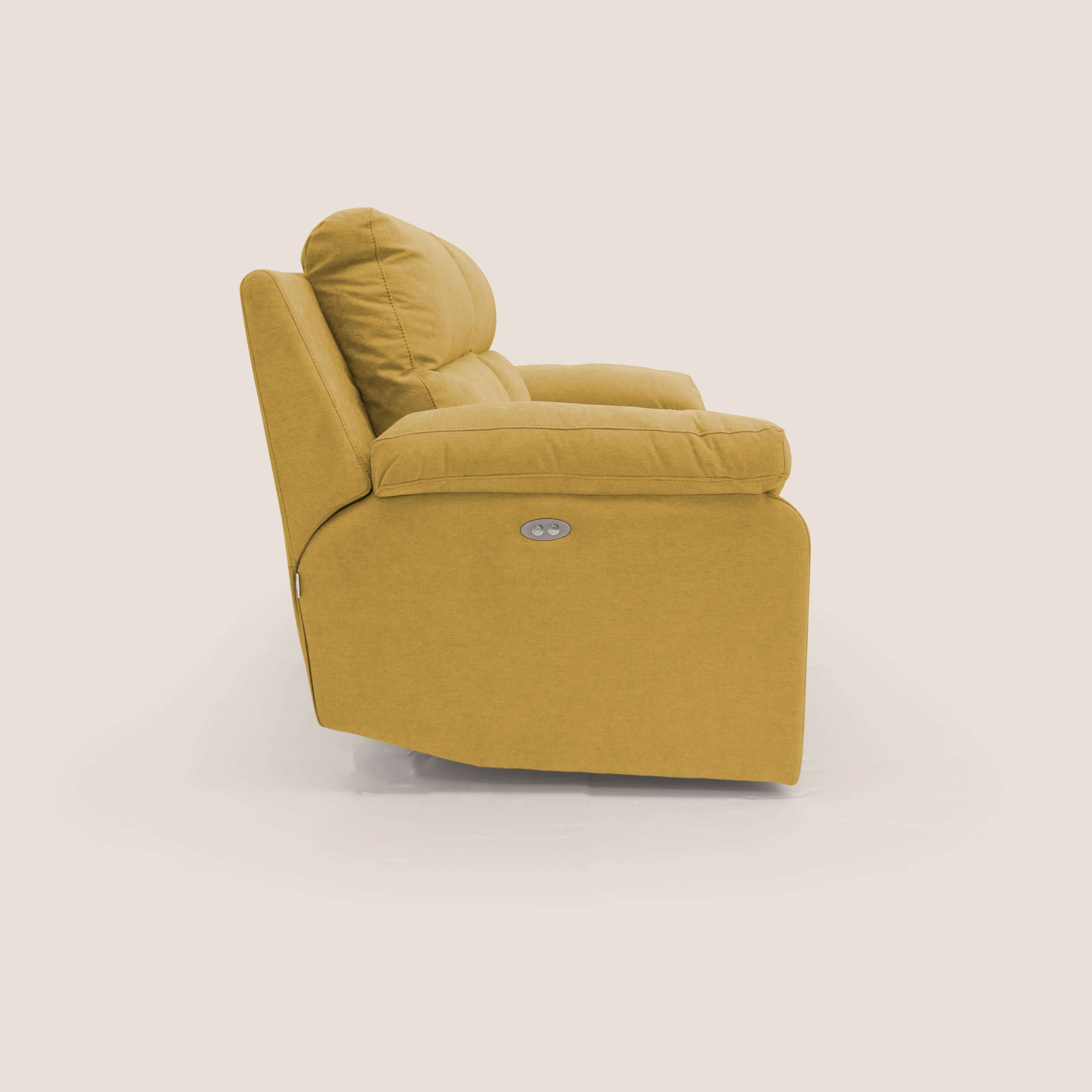 Romeo Divano relax con recliner elettrico in morbido tessuto impermeabile T02 giallo - divani.store