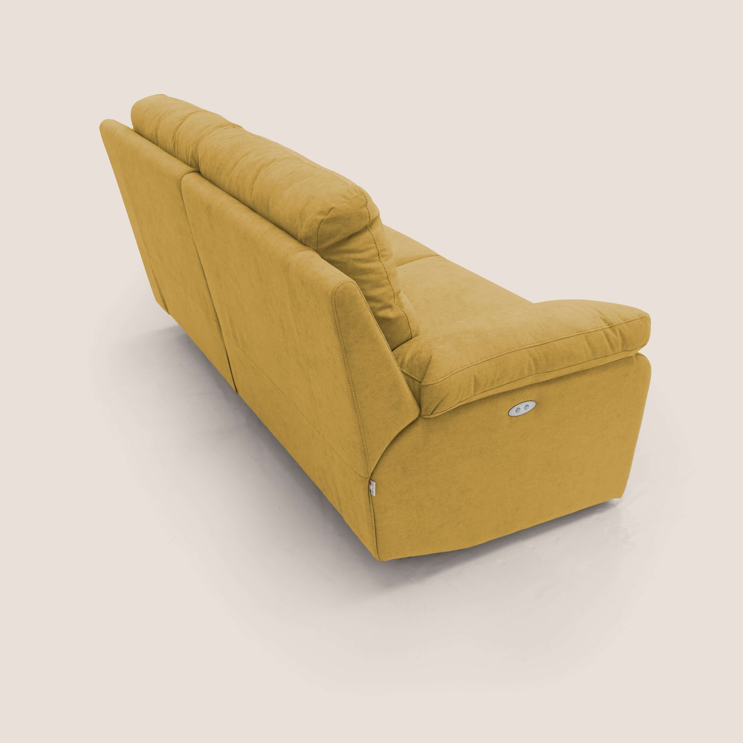 Romeo Divano relax con recliner elettrico in morbido tessuto impermeabile T02 giallo - divani.store