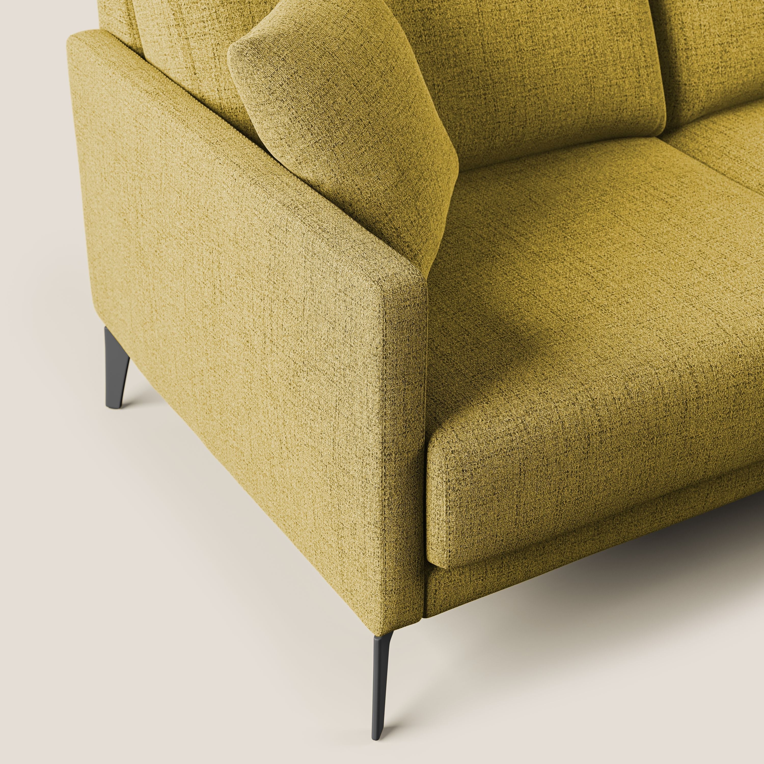 Saturno divano angolare moderno in tessuto morbido impermeabile T03 giallo - divani.store