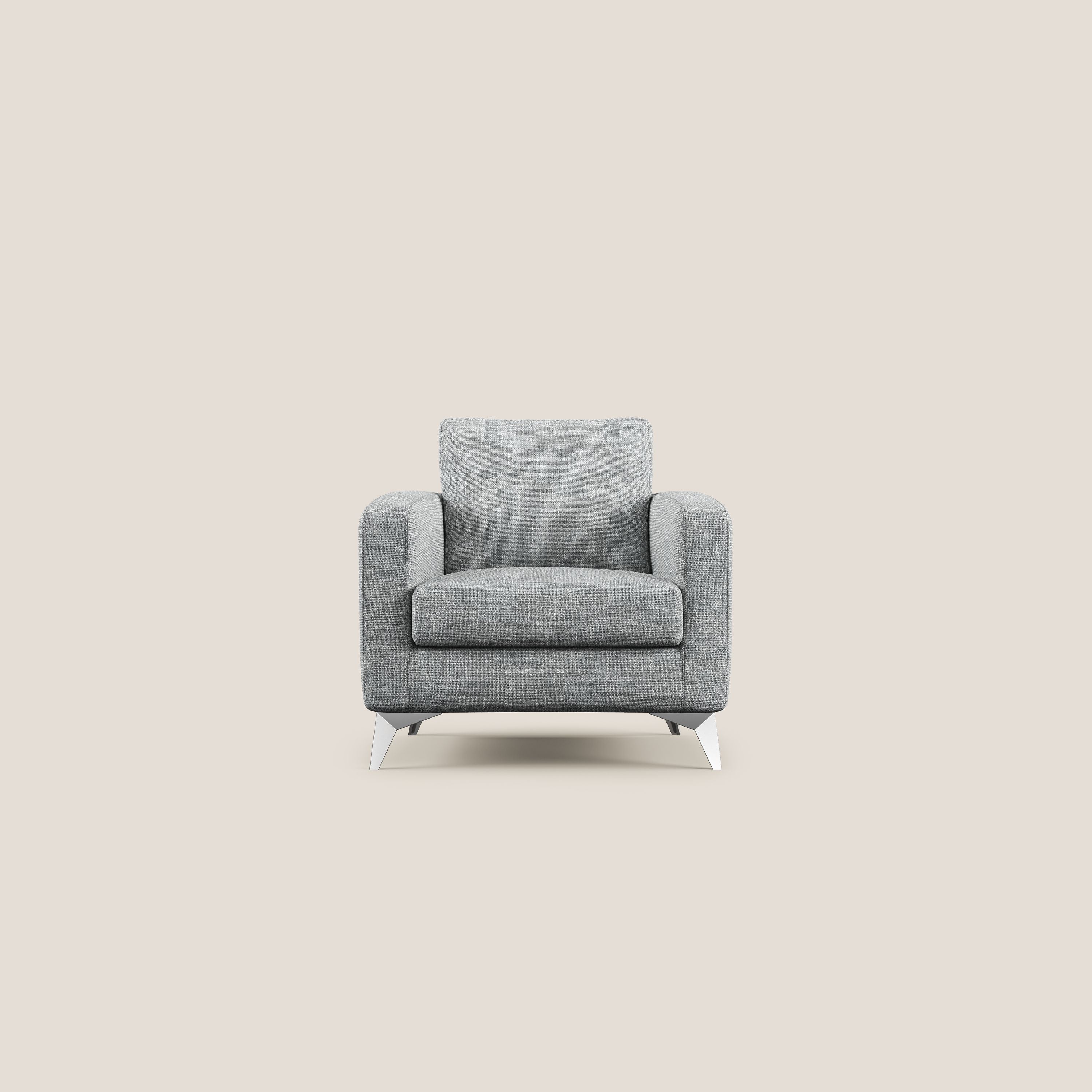 Orione Poltroncina in morbido tessuto impermeabile ad intreccio T06 grigio - divani.store