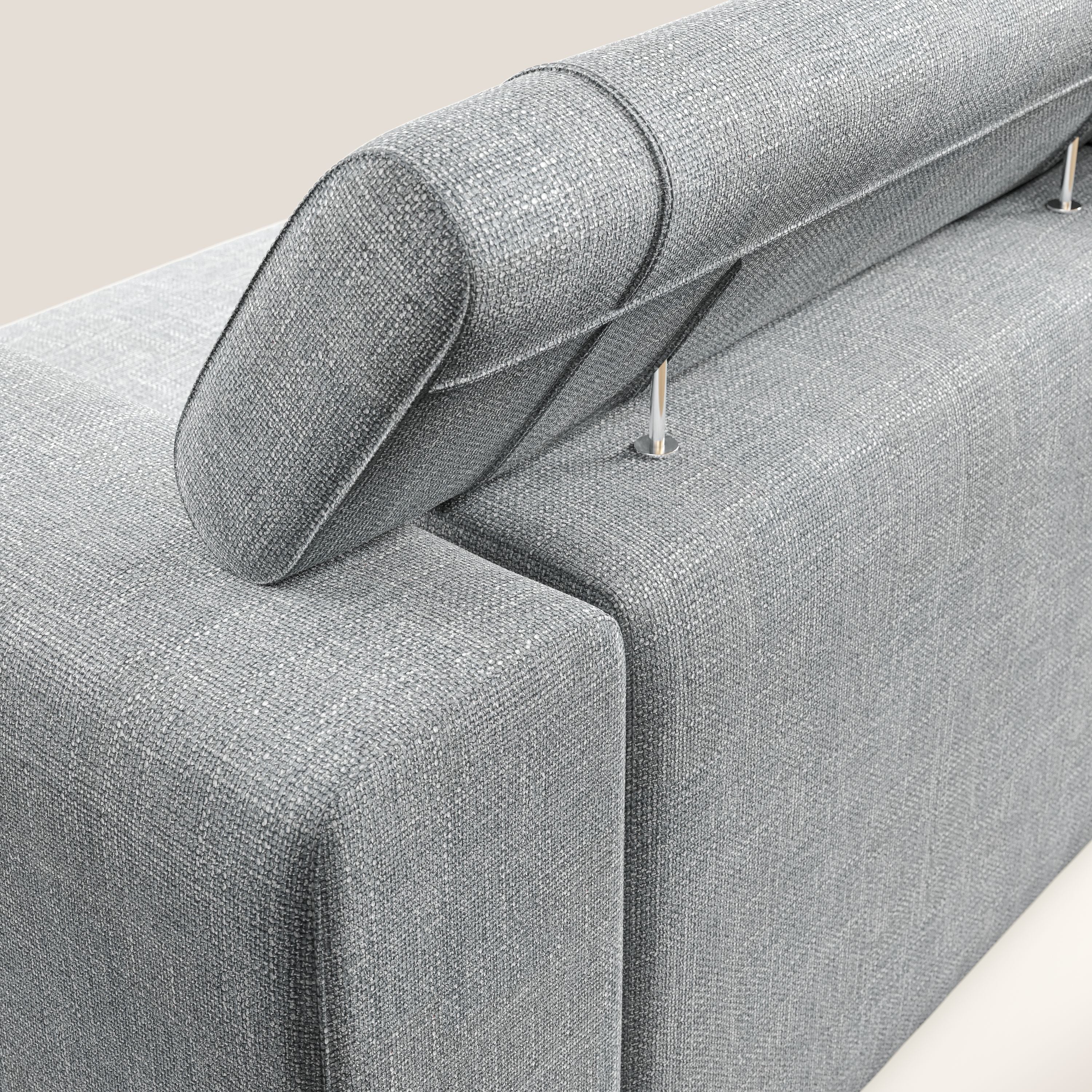 Vegas divano con poggiatesta reclinabili in morbido tessuto impermeabile T06 grigio - divani.store