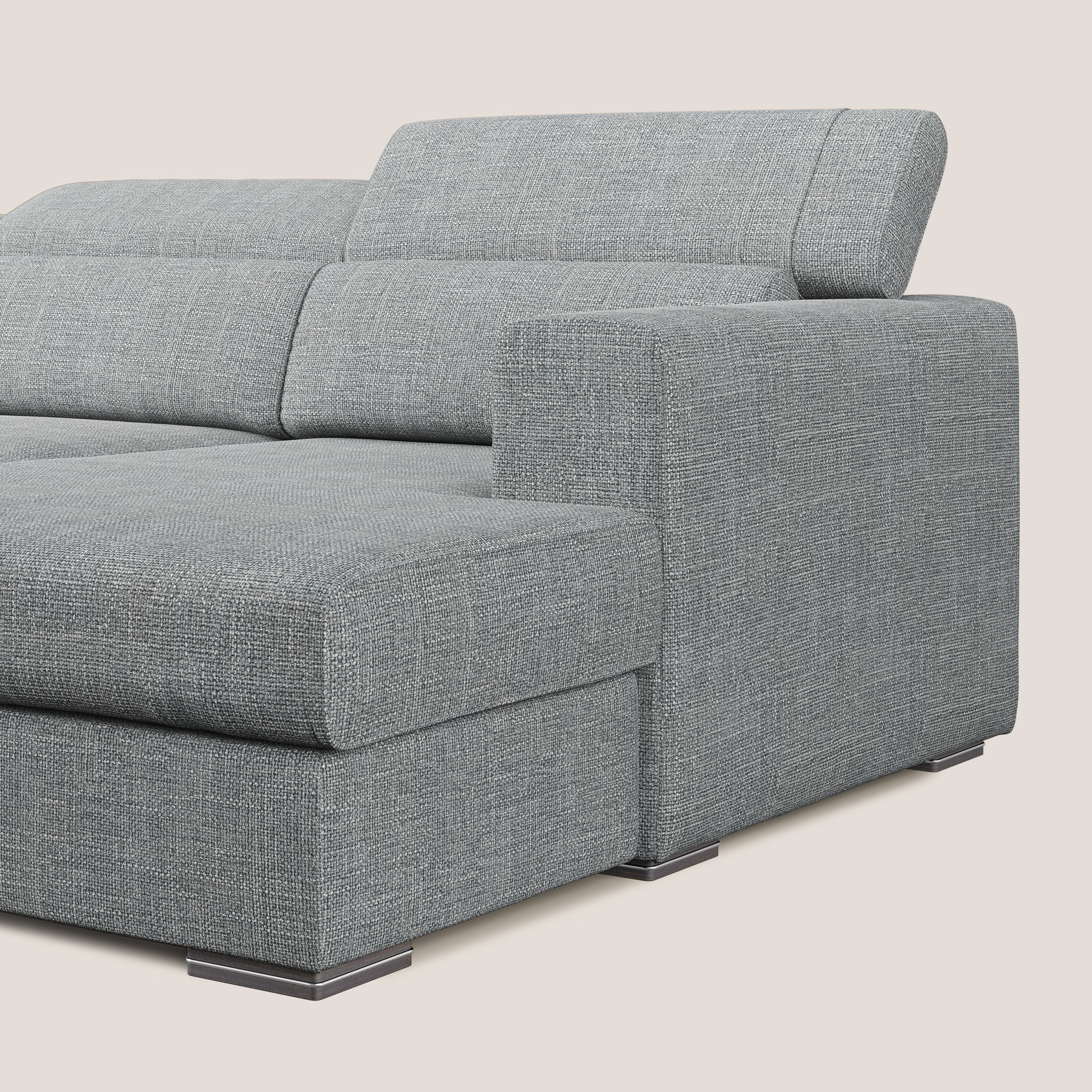 Vegas divano angolare con poggiatesta reclinabili in morbido tessuto impermeabile T06 grigio - divani.store