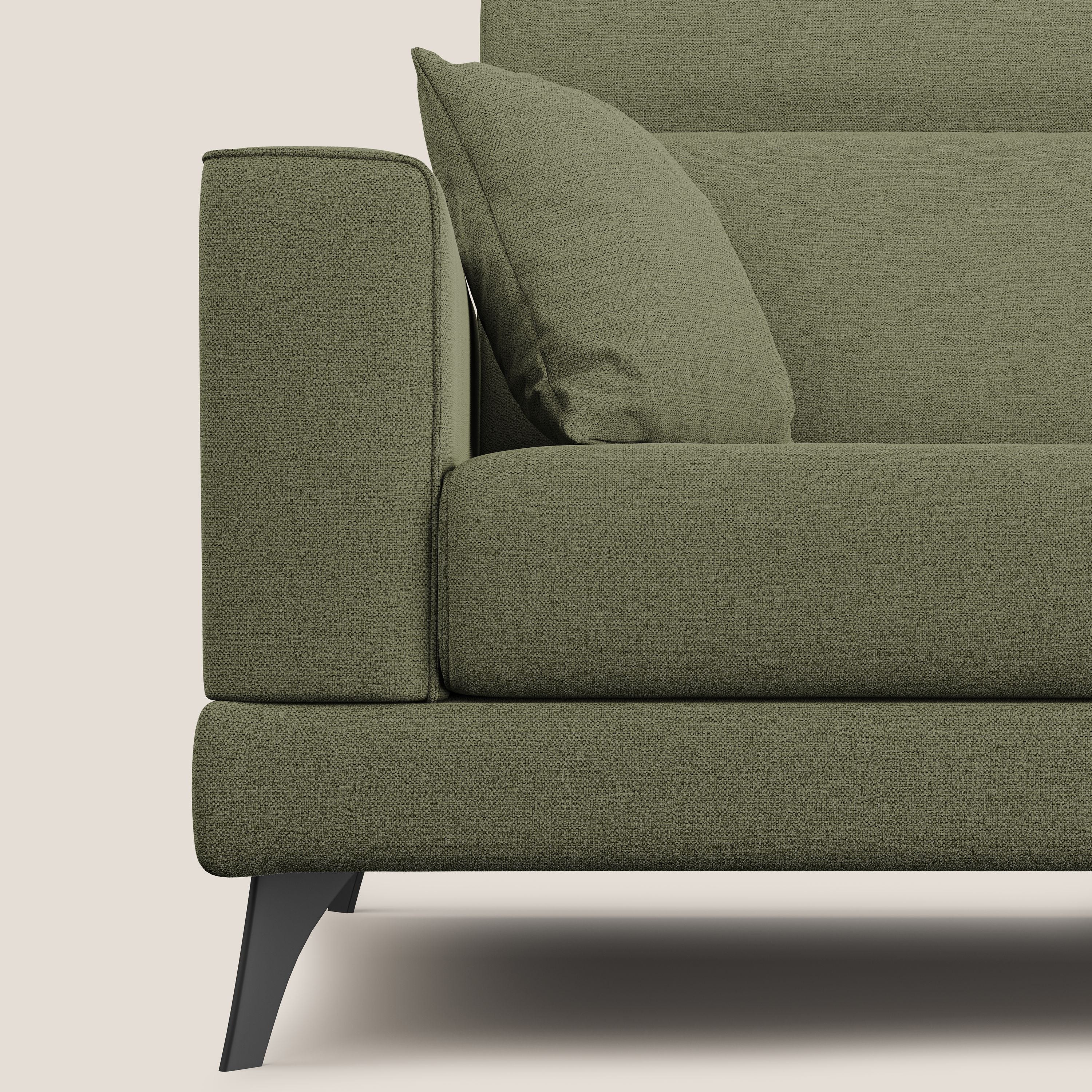 Slide Divano con schienali traslanti e poggiatesta in tessuto simil cotone impermeabile T19 verde - divani.store