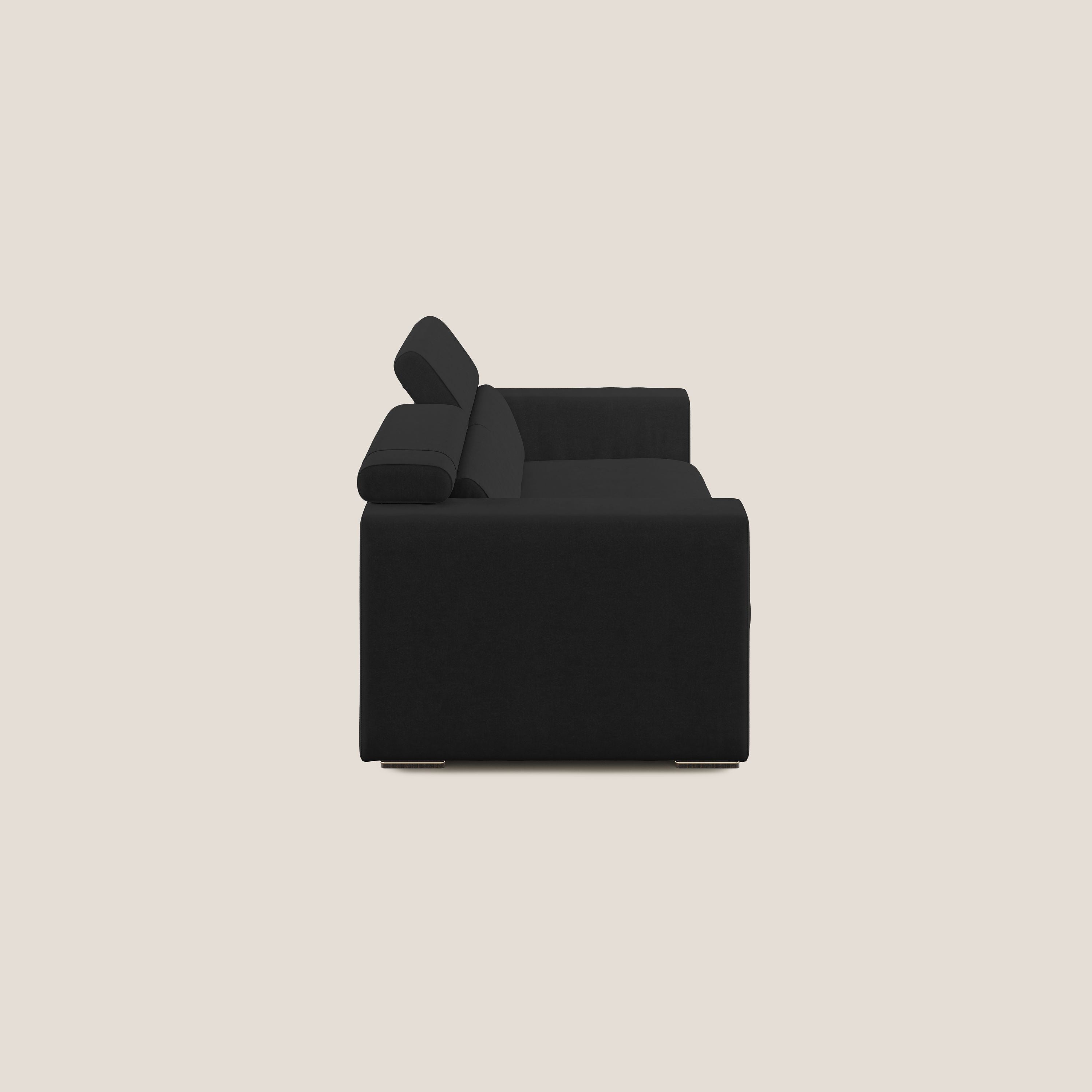 Vegas divano con poggiatesta reclinabili in microfibra smacchiabile T11 nero - divani.store