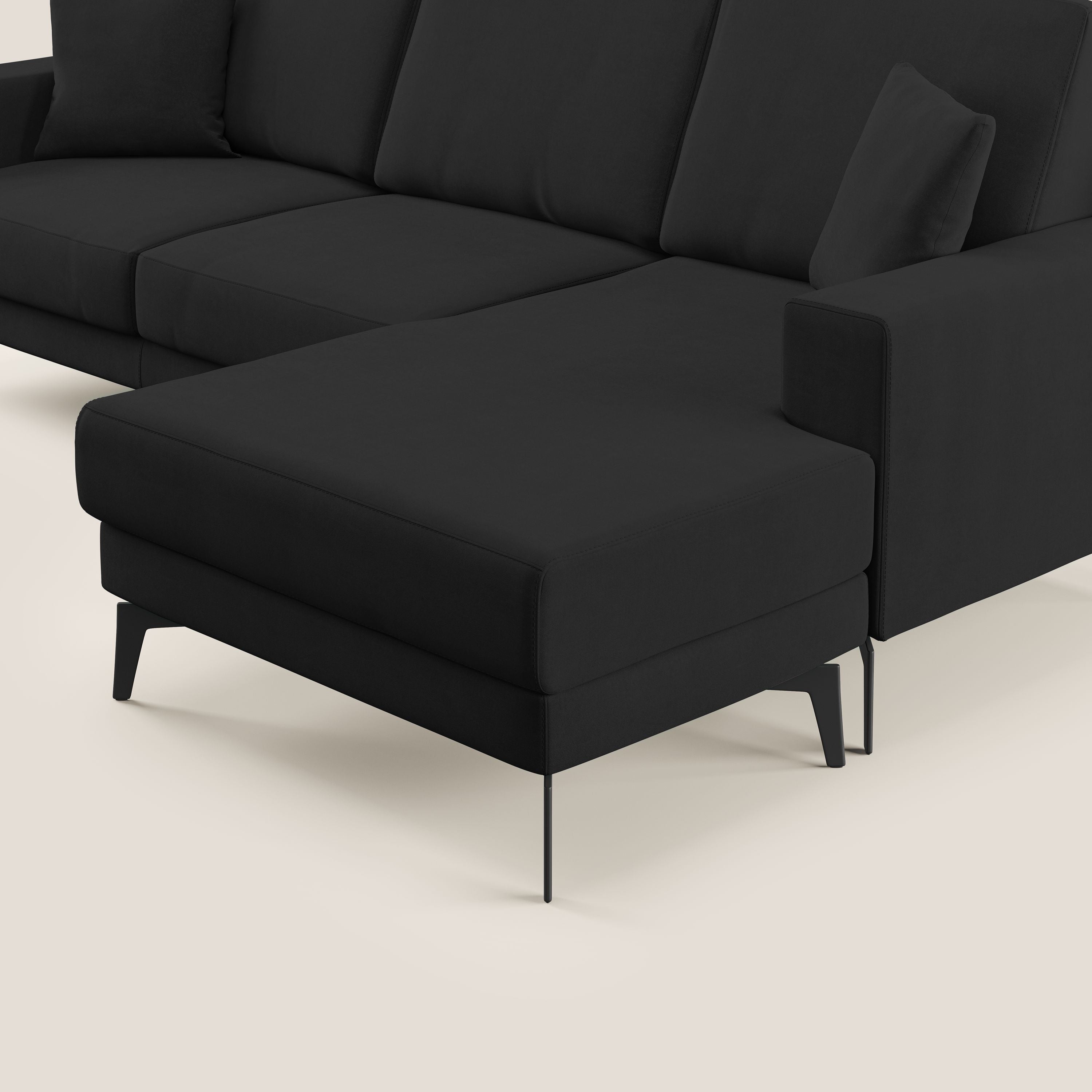 Prestige divano angolare reversibile in microfibra smacchiabile T11 nero - divani.store