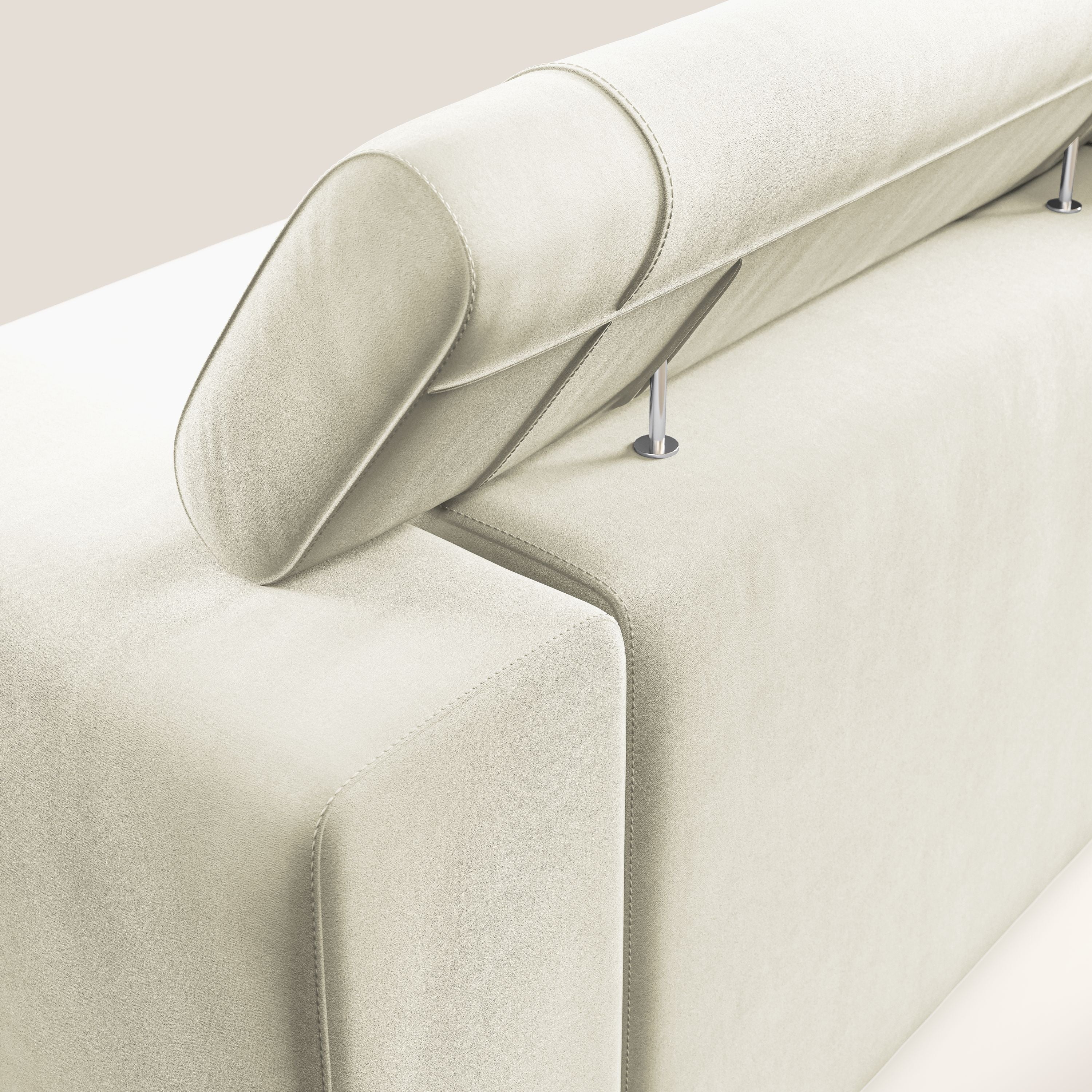 Vegas divano con poggiatesta reclinabili in microfibra smacchiabile T11 panna - divani.store